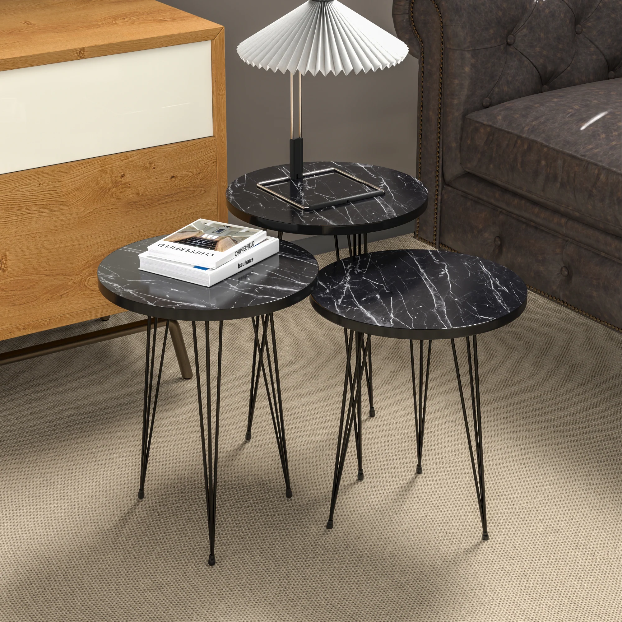 [en.casa] Bijzettafel Ry set van 3 rond - 6 varianten - Image 7