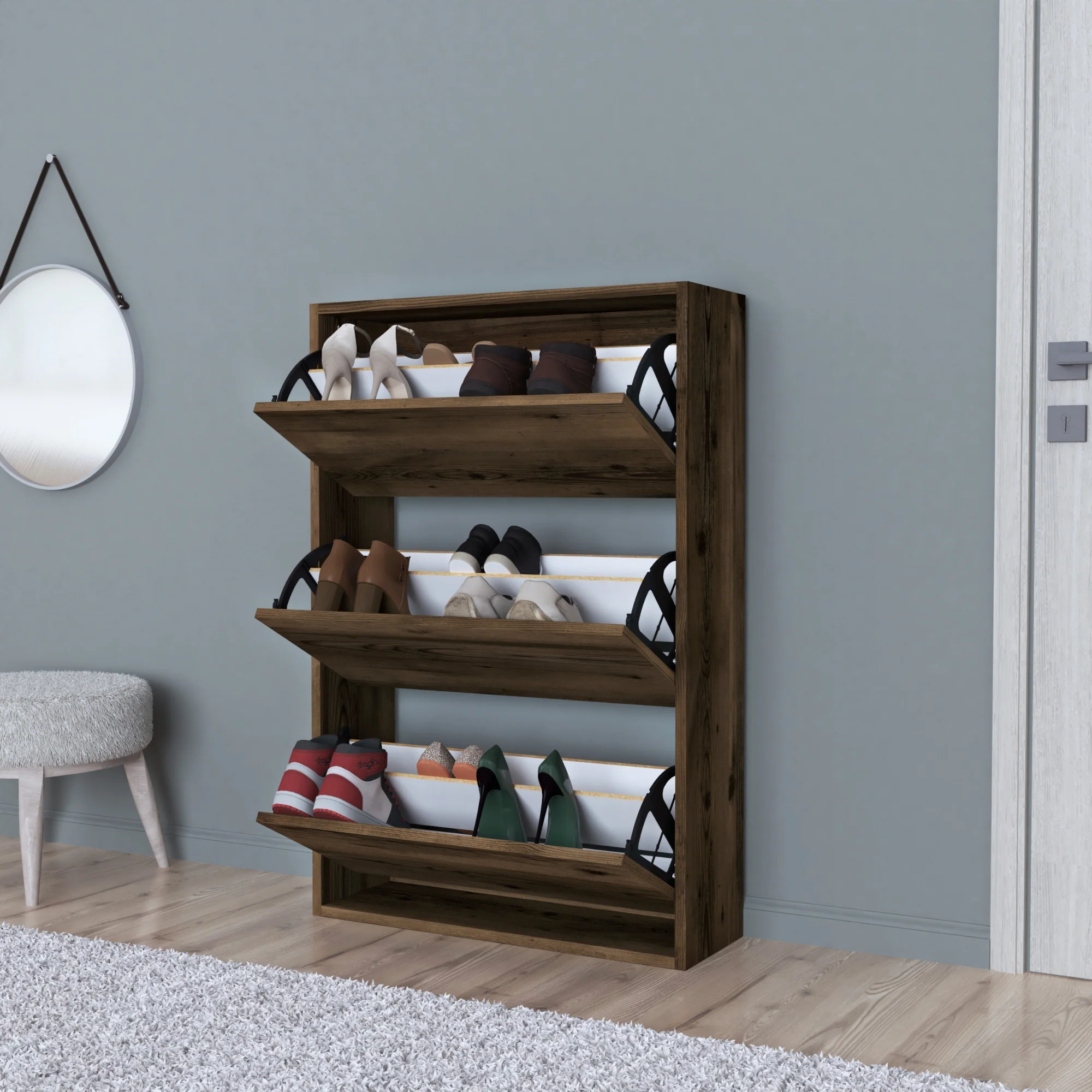 [en.casa] Schoenenkast Aurskog met 3 vouwdeuren 110x73,5x24 cm - 6 varianten - Image 4