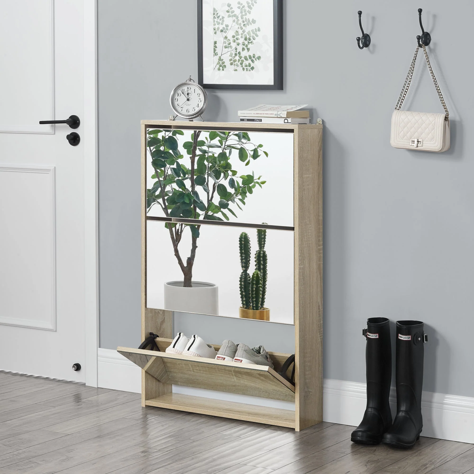 Schoenenkast Lund met spiegels en vouwdeuren [en.casa] - Image 12