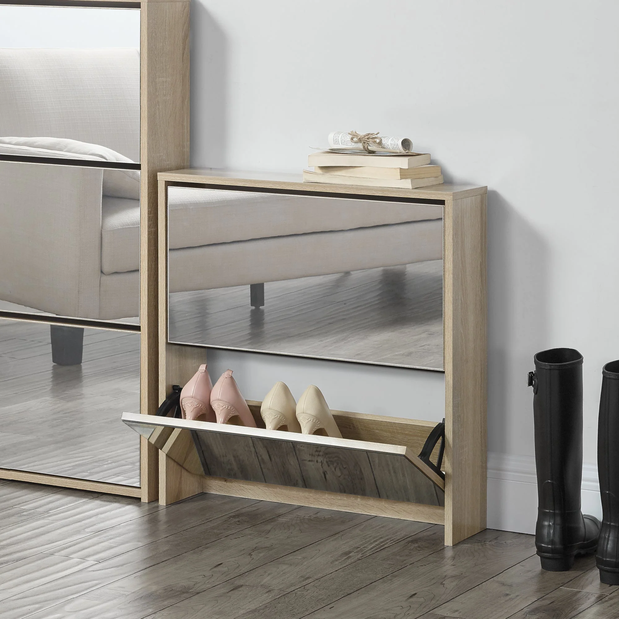 Schoenenkast Lund met spiegels en vouwdeuren [en.casa] - Image 13