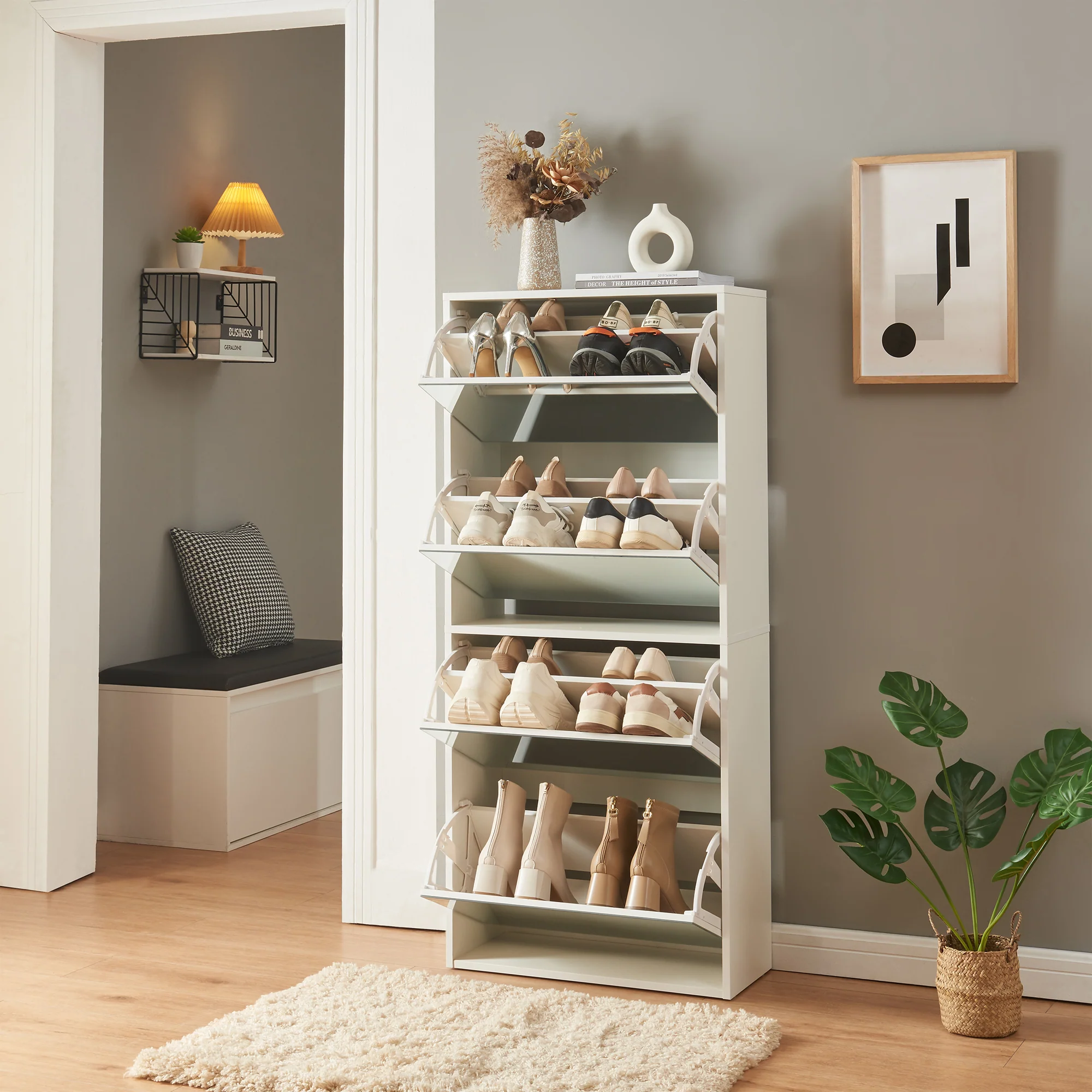 Schoenenkast Lund met spiegels en vouwdeuren [en.casa] - Image 9