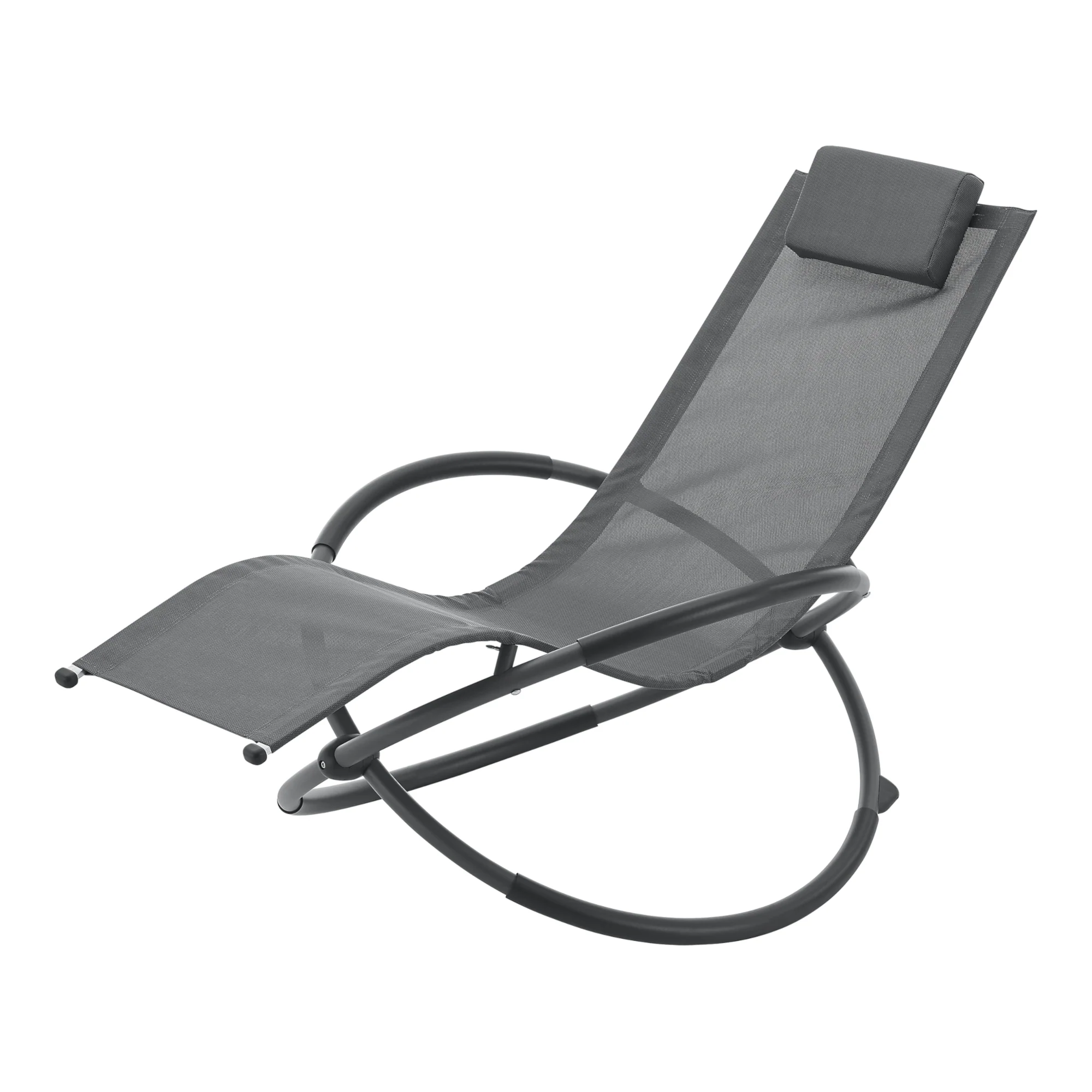 [en.casa] Ligstoel Pulsano schommelstoel 166x74x86 cm donkergrijs