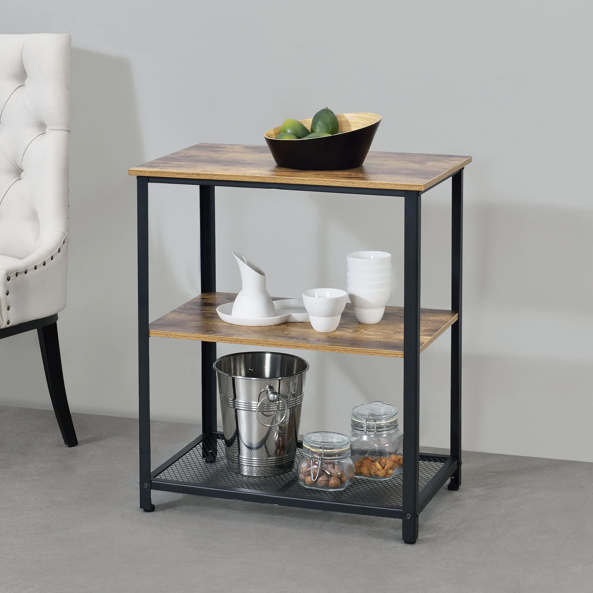 Keukentrolley Freiburg met 2 planken 76,5x60x40 hout zwart - Image 2