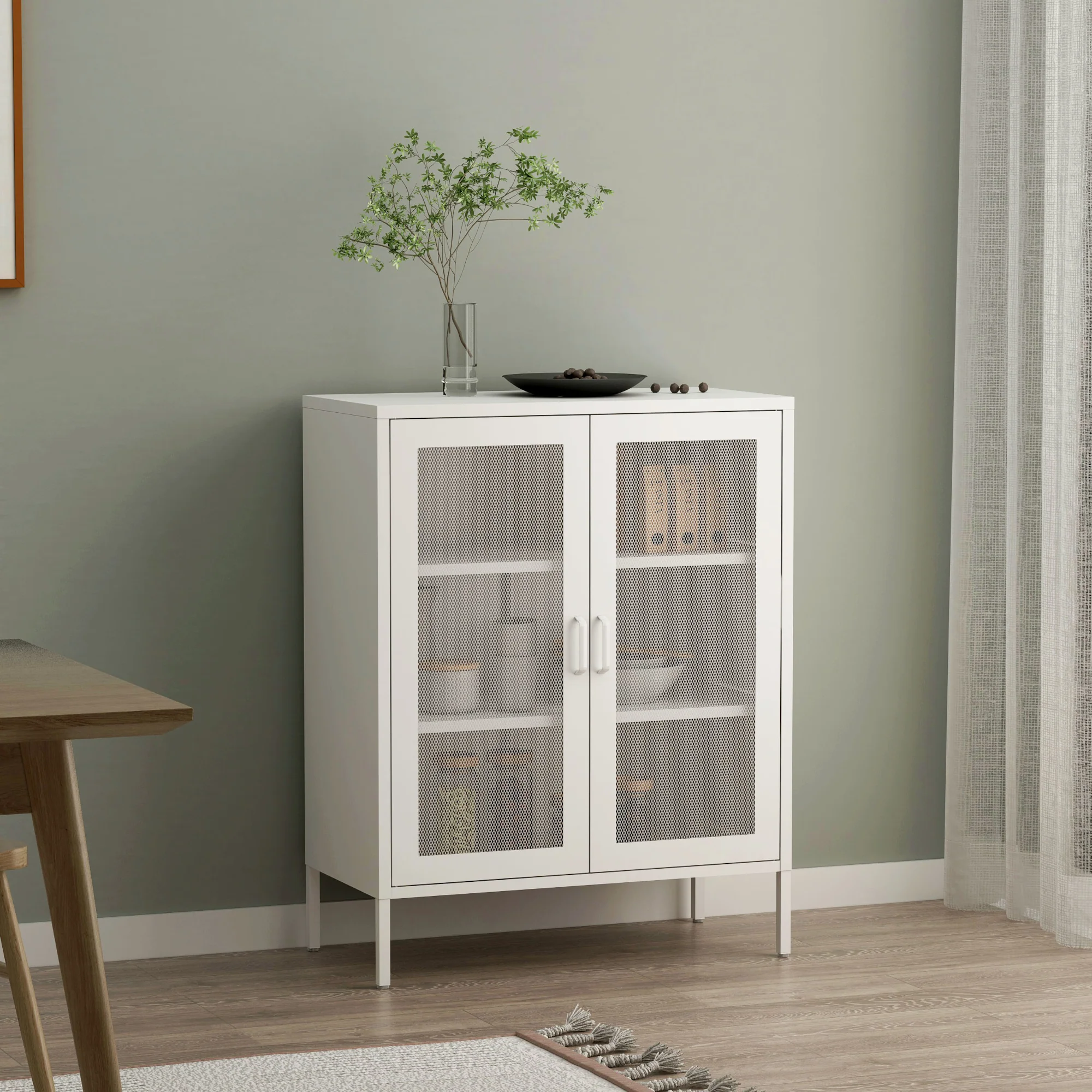 [en.casa] Vitrinekast Falköping 101,5x80x40 cm metaal - 2 varianten - Image 2