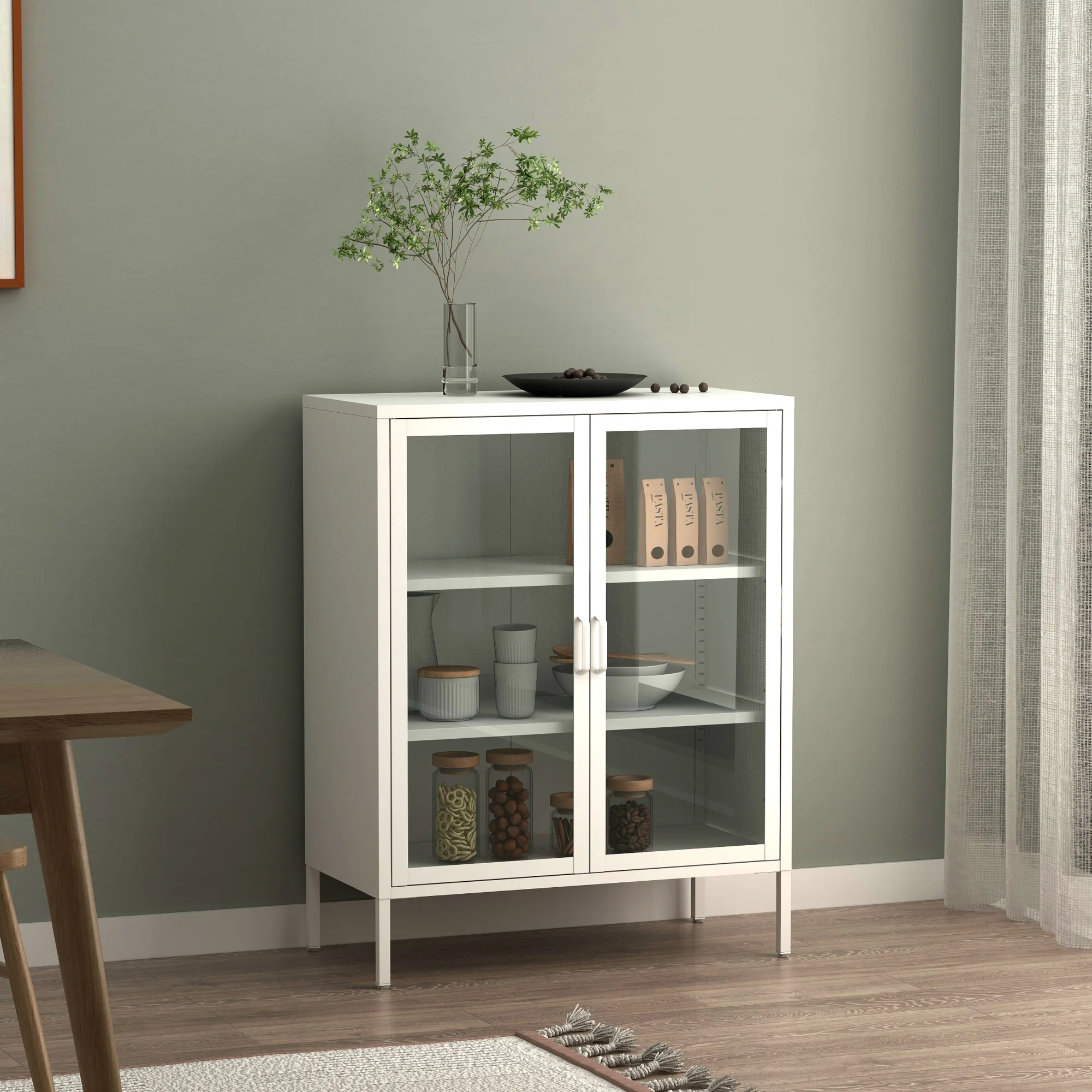 [en.casa] Vitrinekast Fauske 101,5x80x40 cm - 2 varianten - Image 2