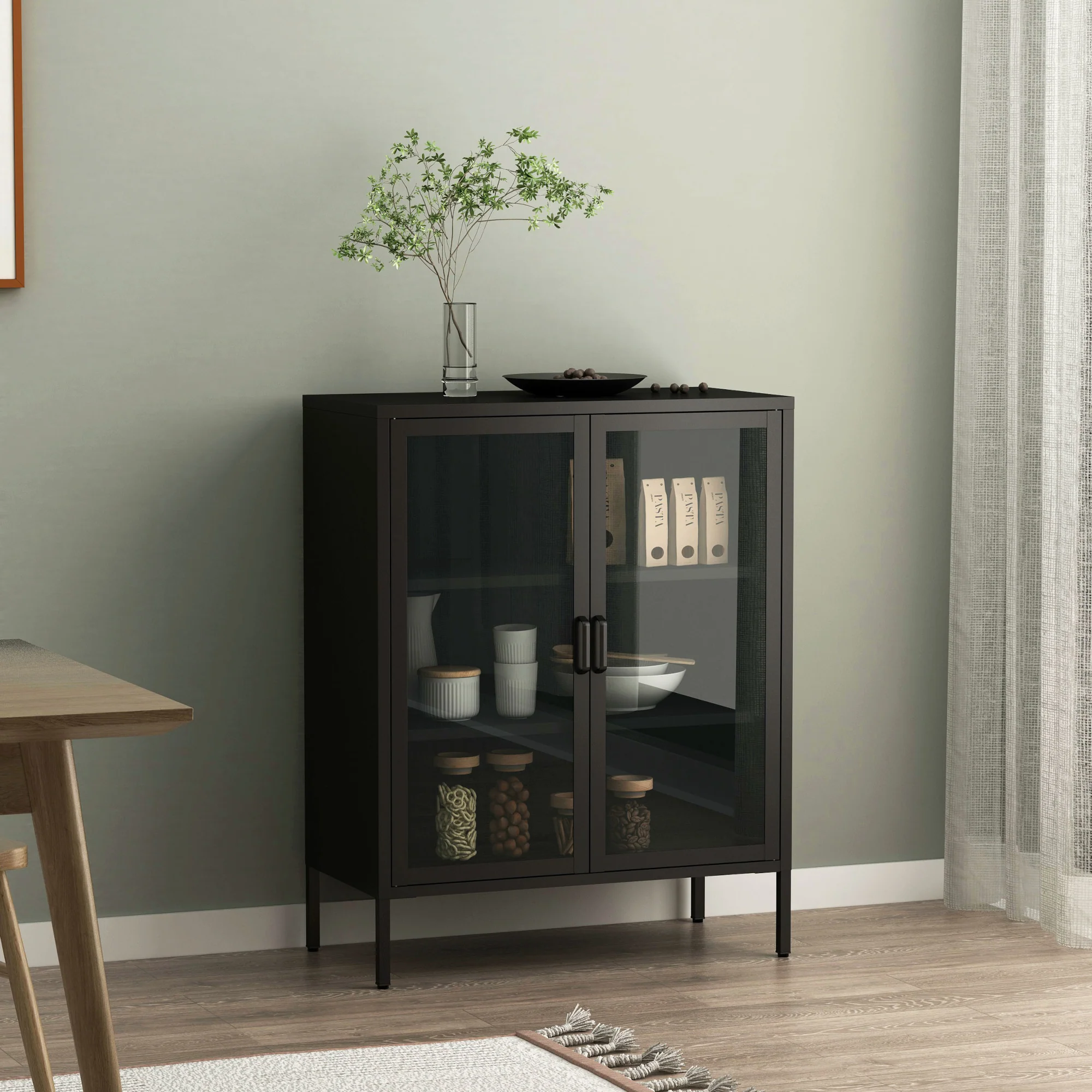[en.casa] Vitrinekast Fauske 101,5x80x40 cm - 2 varianten - Image 3