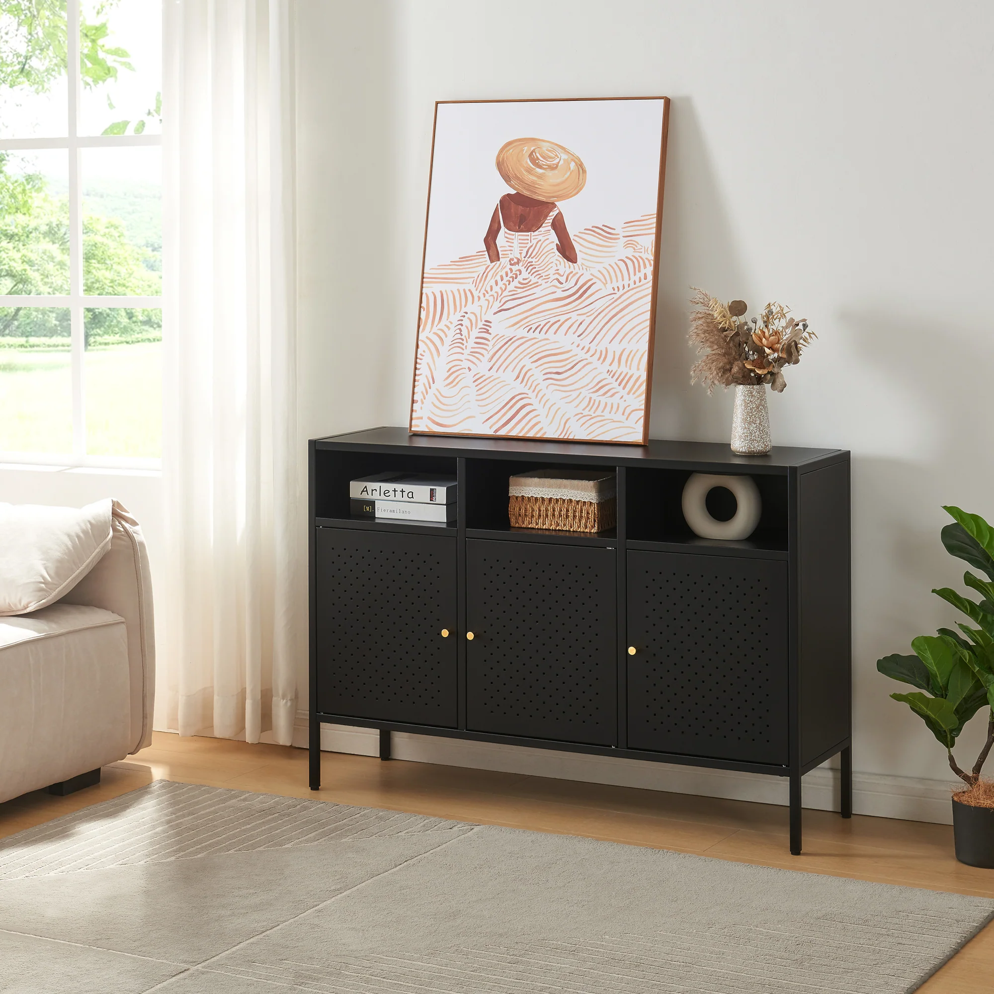 Commode Janakkala dressoir zwart [en.casa] - Image 2