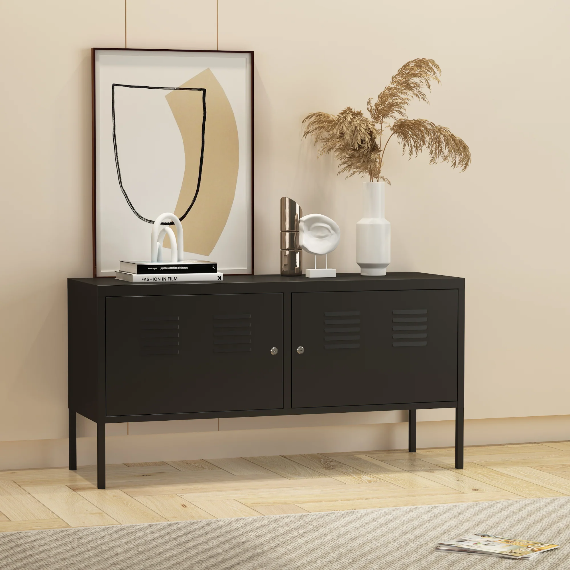 Commode Pyhtää 118x40x60 cm staal [en.casa]