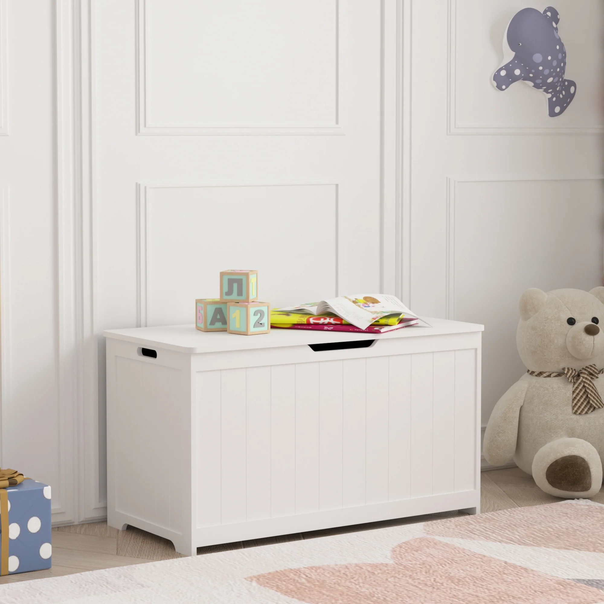 Speelgoedkist Podek opbergkist 80x40x44,5 cm wit [en.casa]