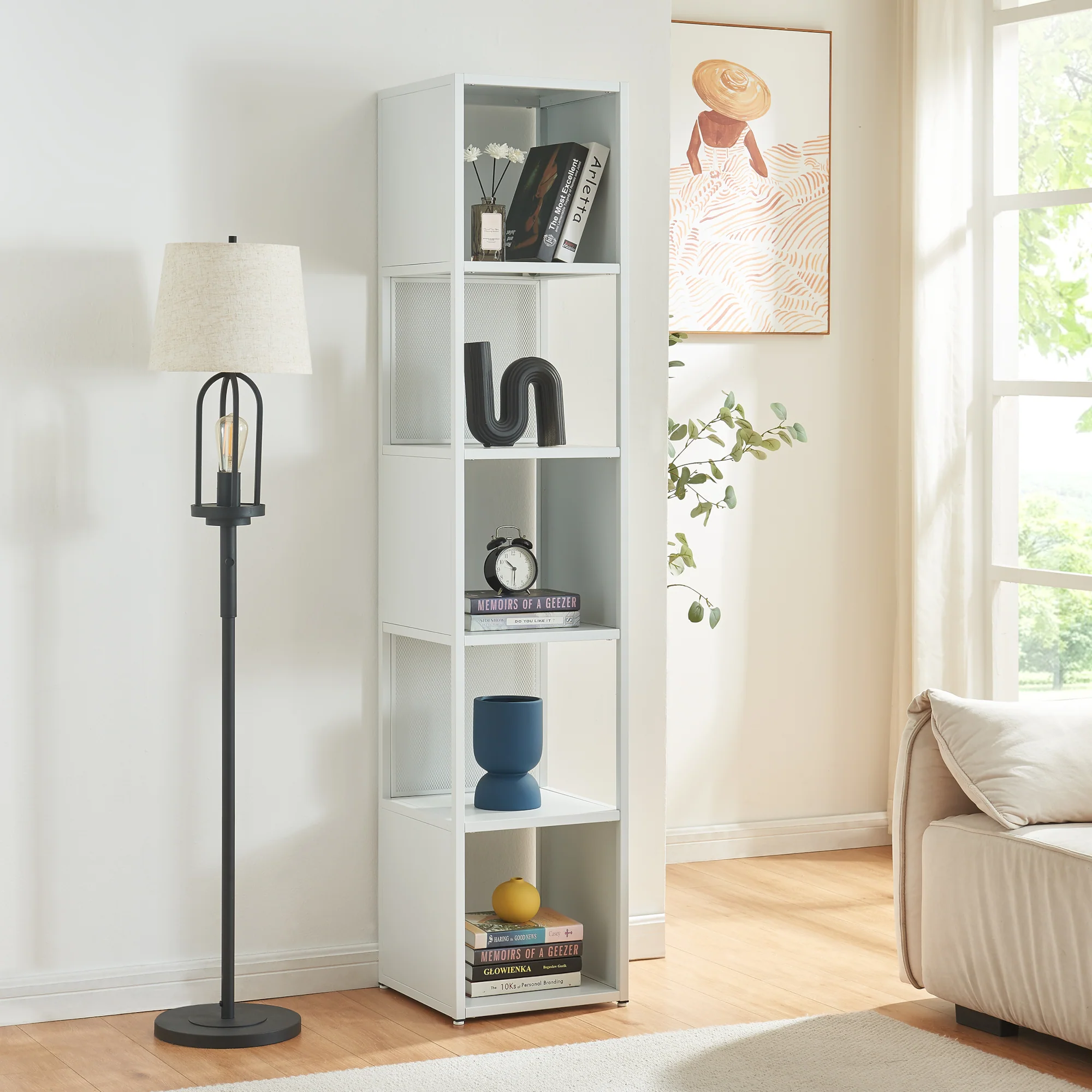 Boekenkast Finspång met 5 vakken 185x38x38 cm [en.casa] - Image 3