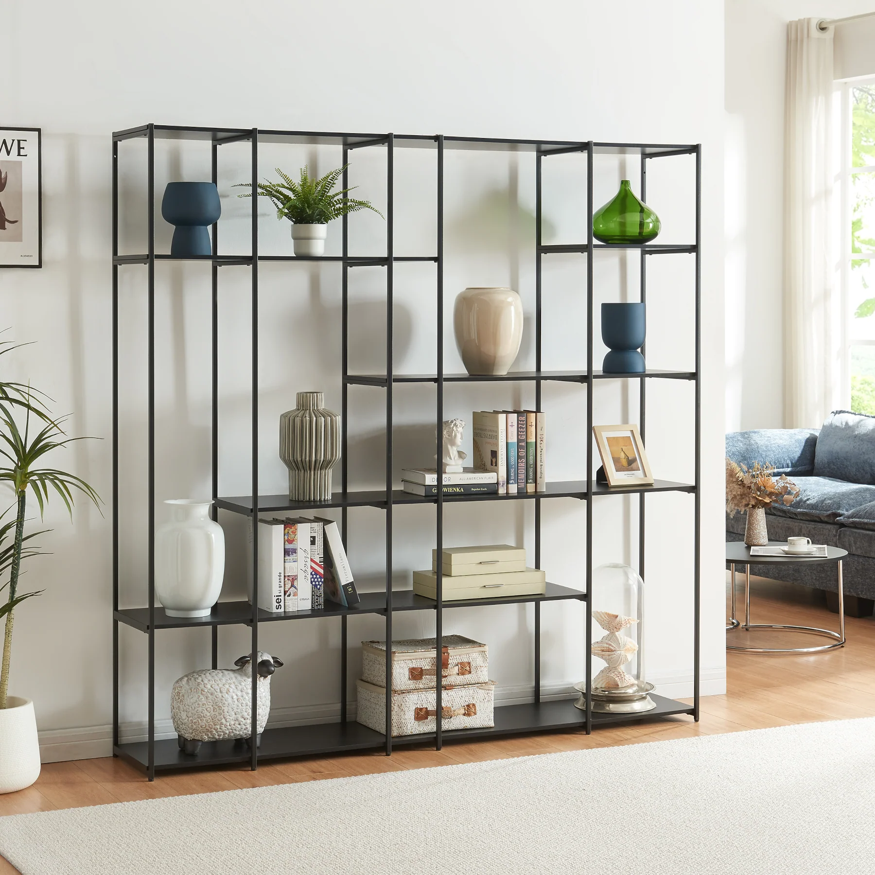 Boekenkast Rælingen open kast zwart [en.casa] - Image 2