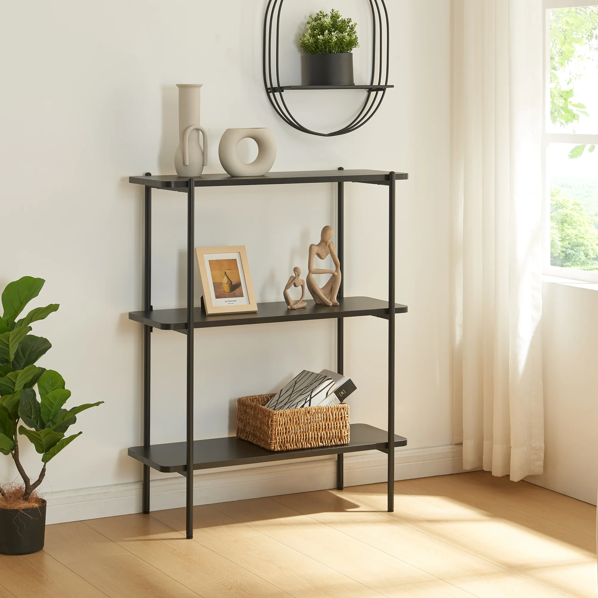 Boekenkast Samnanger open kast zwart [en.casa]