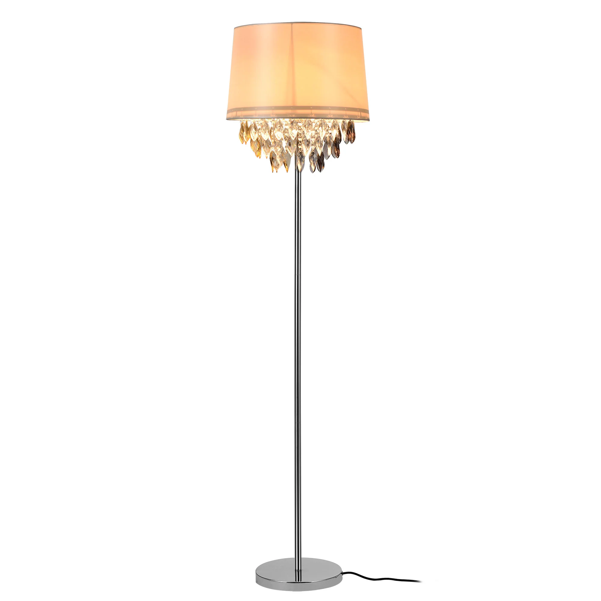 Staande lamp Royality met kristallen 165 cm E27 wit en chroom