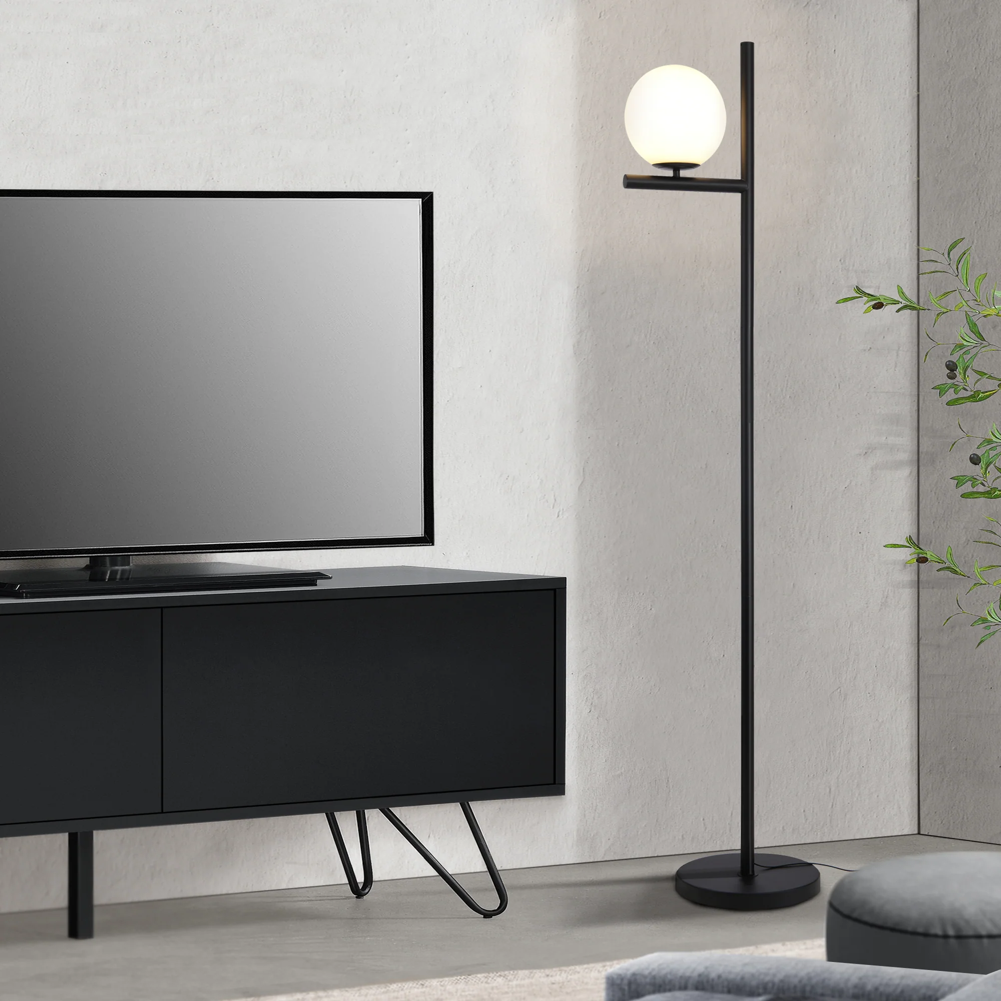 lux.pro Staande lamp Aberdaron vloerlamp 154 cm zwart en wit E27
