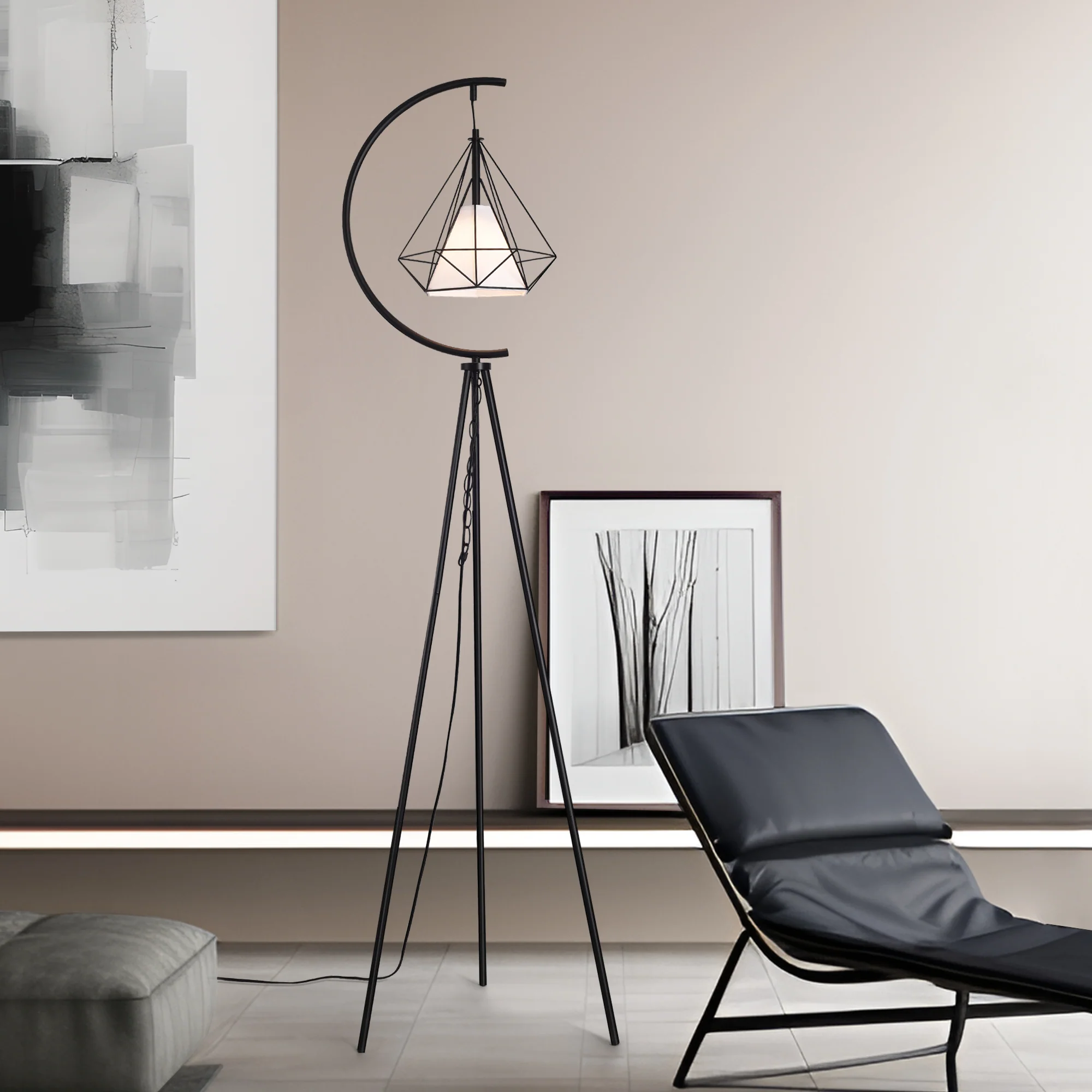 Staande lamp Austell vloerlamp 171 cm E27 zwart en wit lux.pro