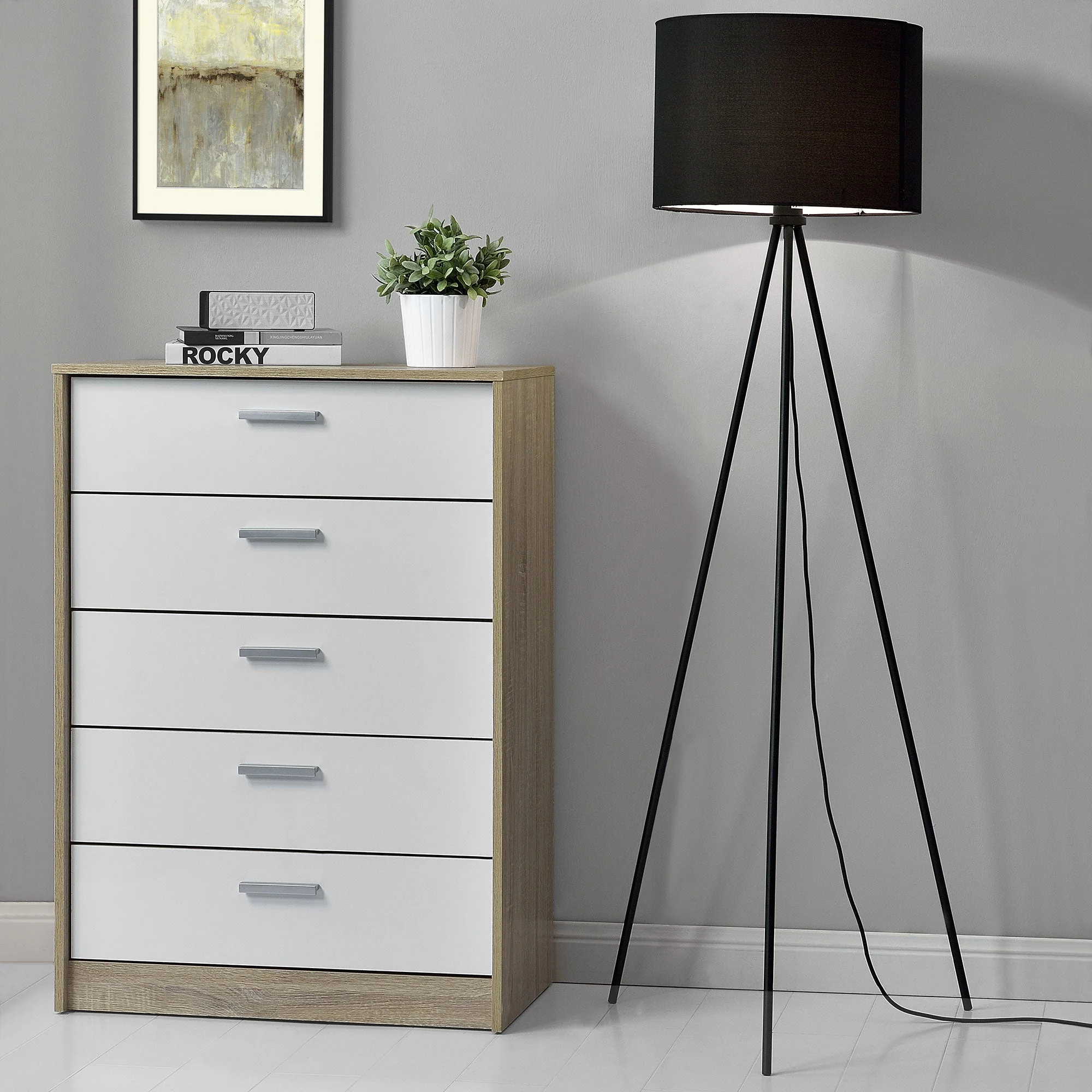 Tripod lamp 150 cm staande lamp vloerlamp E27 zwart - Image 2