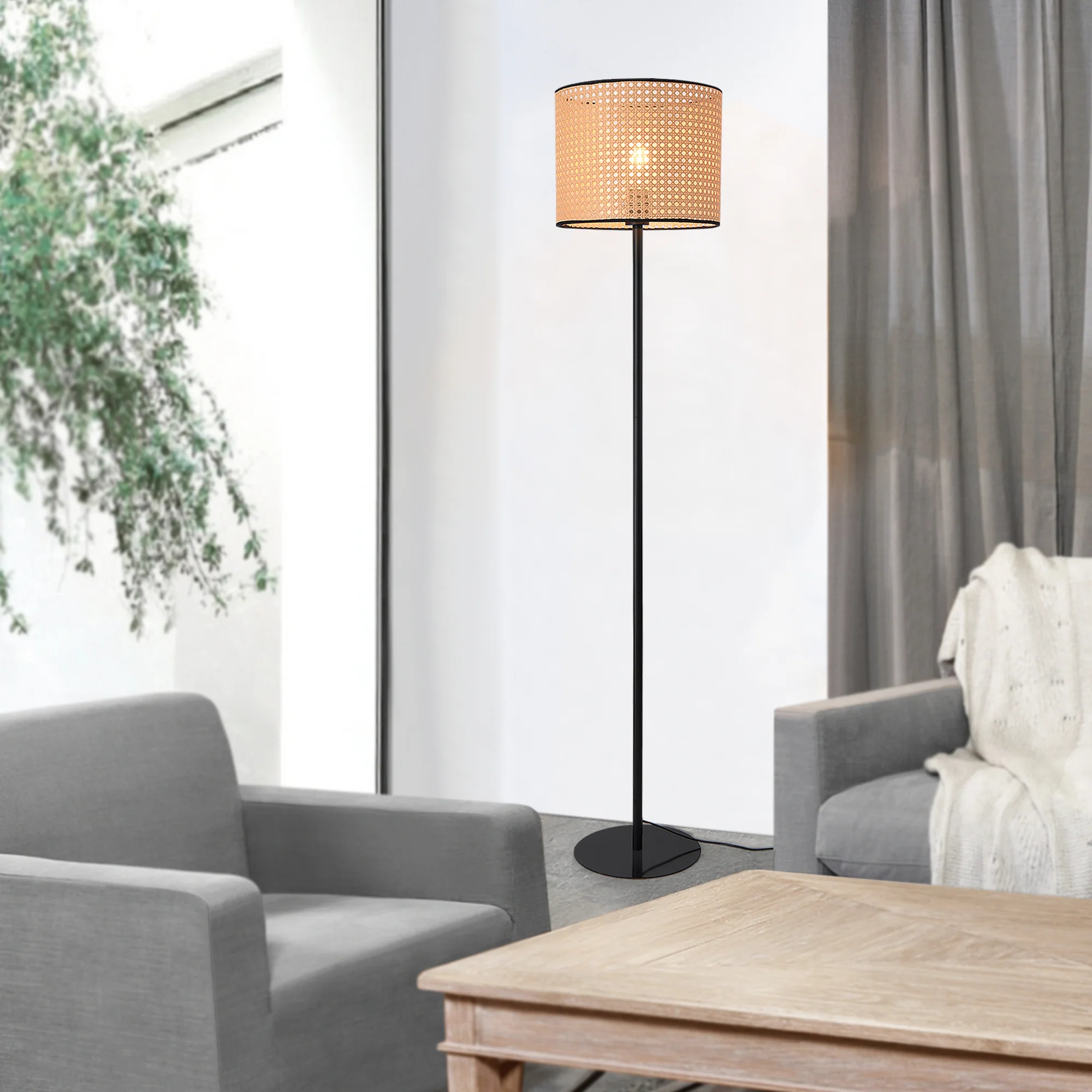 lux.pro Staande lamp Helens vloerlamp 154x30 cm zwart en beige