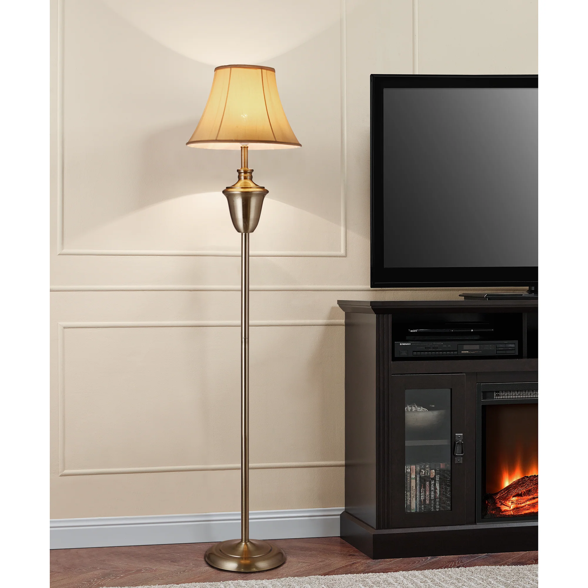 Staande lamp Madrid koper 157 cm E27 beige bruin en wit