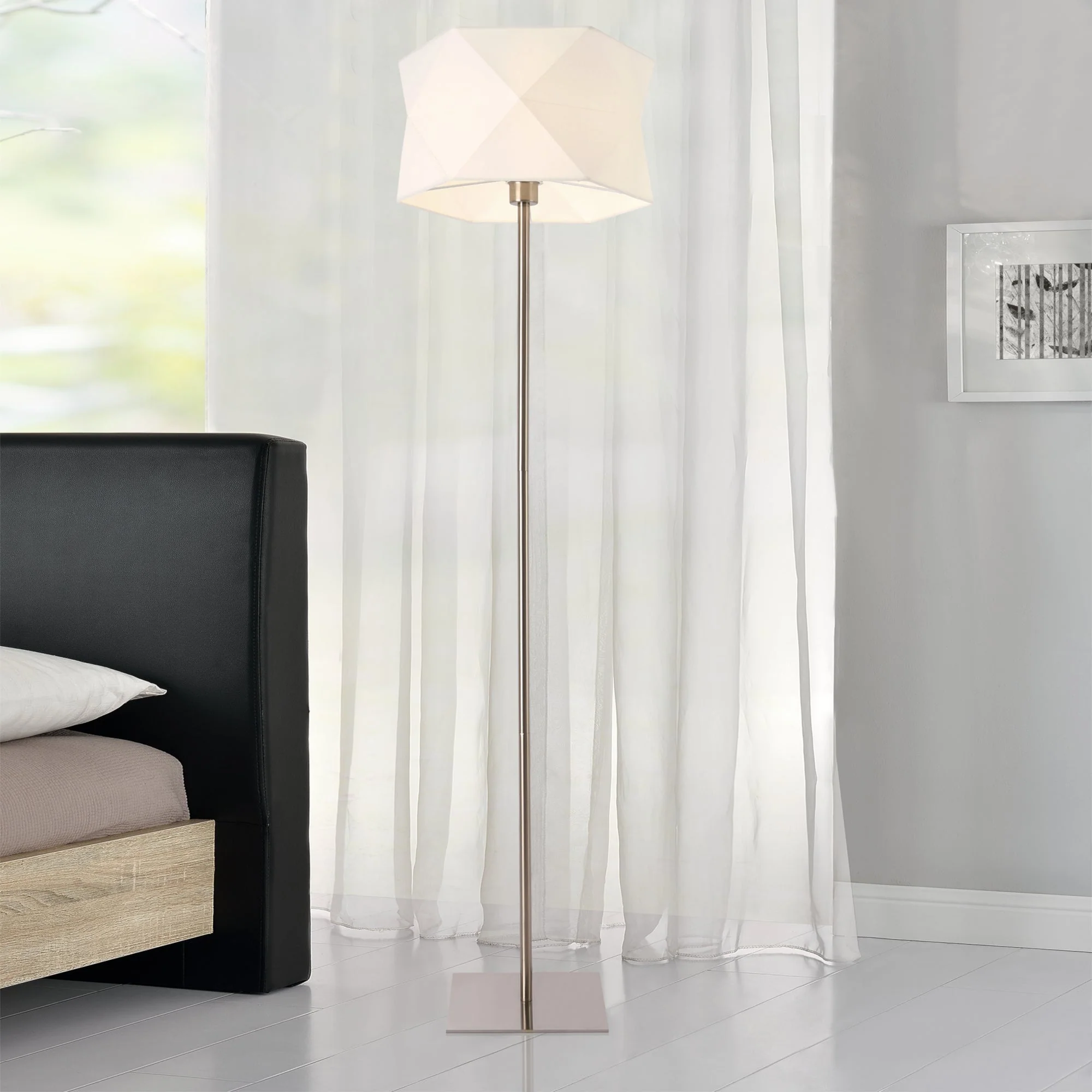 Vloerlamp 152 cm staande lamp Narwa E27 chroom en wit - Image 2