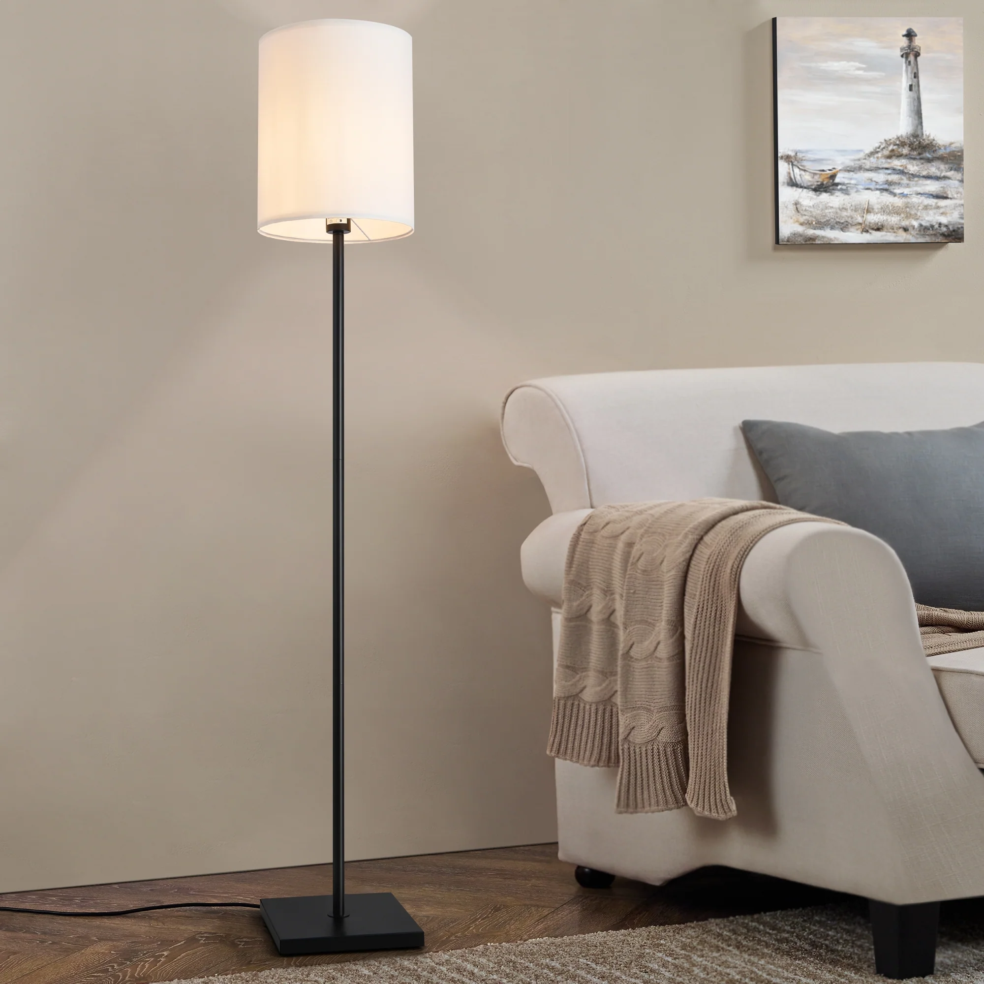 lux.pro Staande lamp Solna vloerlamp 157,5 cm zwart en wit E27
