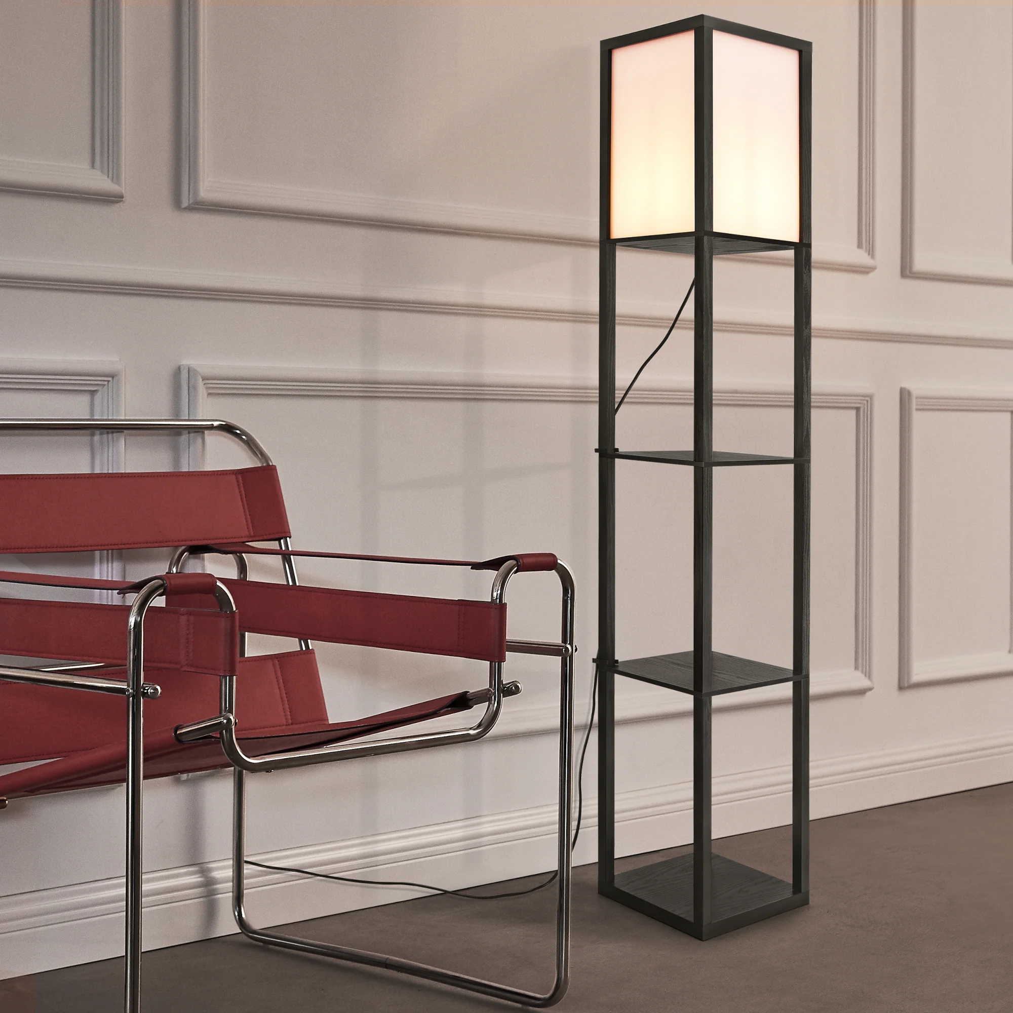 [lux.pro] Staande lamp Stapleford vloerlamp E27 zwart en wit