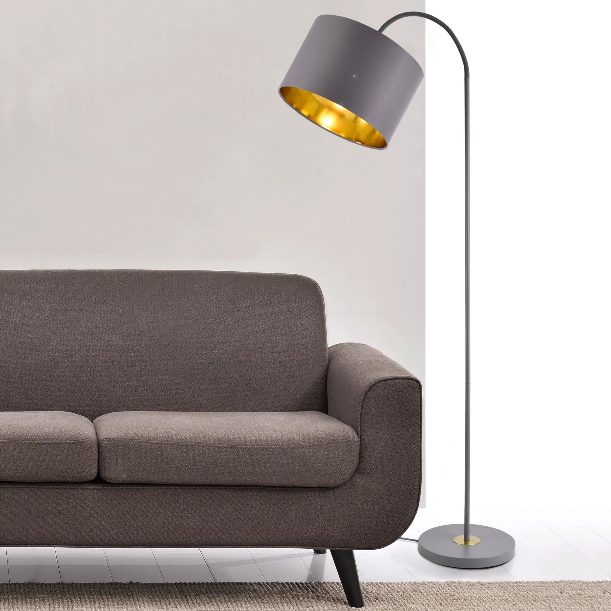 Vloerlamp Toledo staande lamp metaal stof 173 cm E27 grijs - Image 2