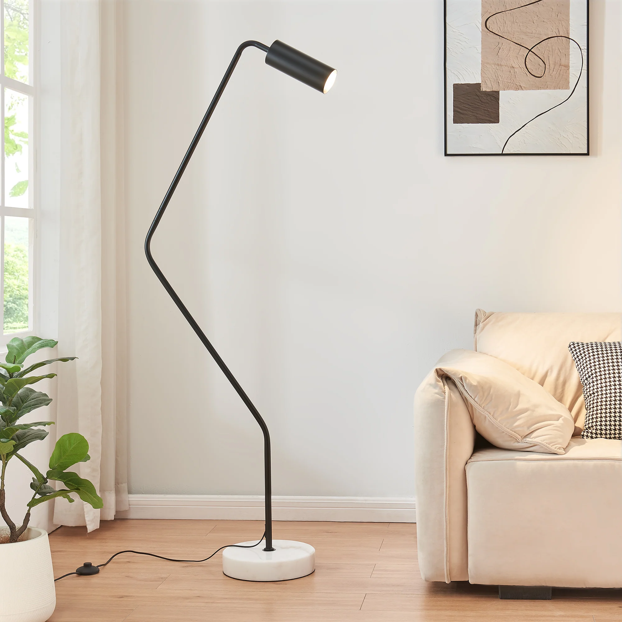 Staande lamp Vatka zwart en marmer wit 161x60x28 cm 1xGU10 lux.pro