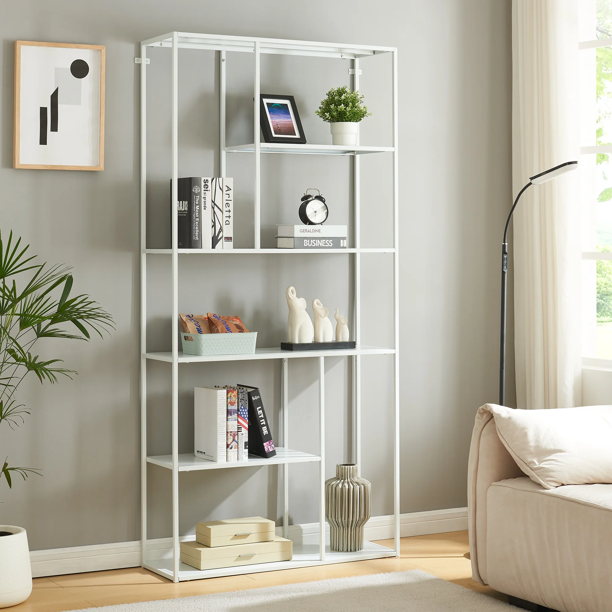 Boekenkast Vehmaa schap staal zwart mat [en.casa] - Image 2