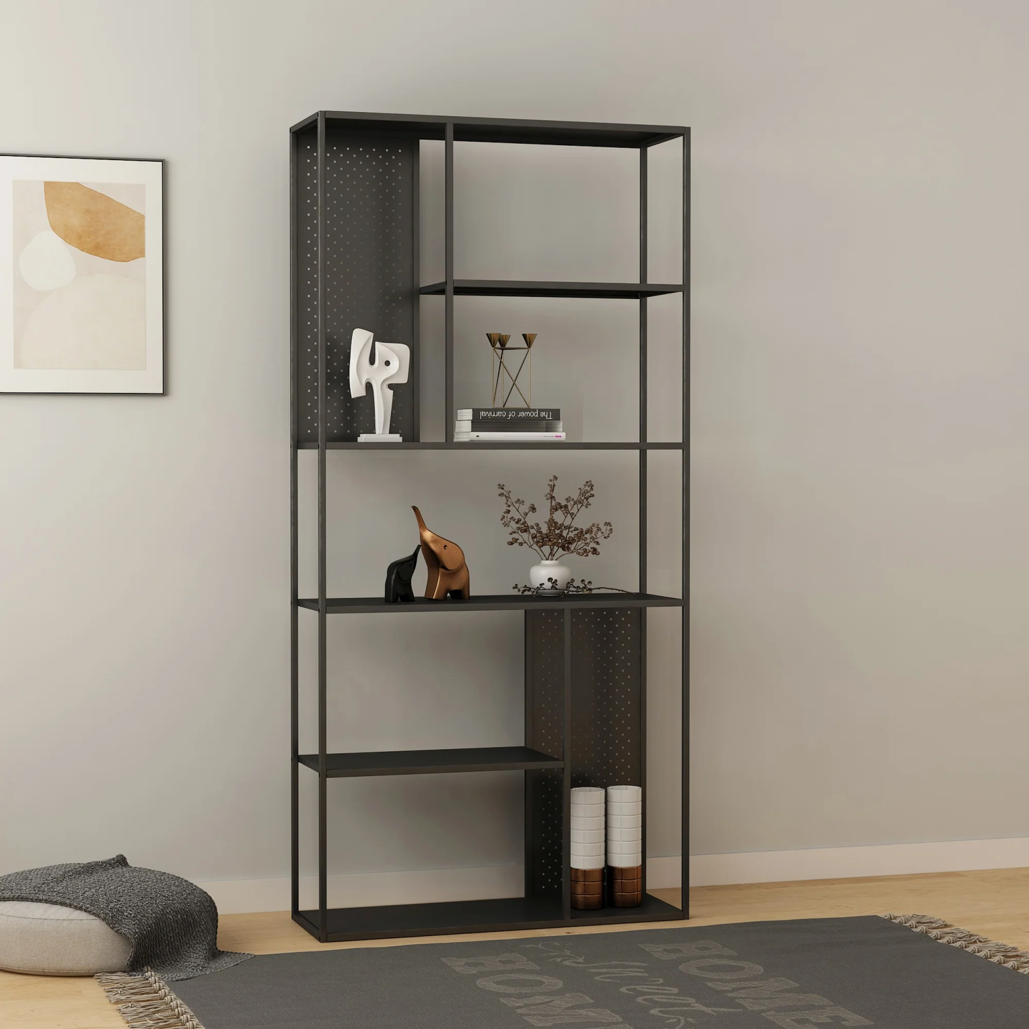 Boekenkast Vehmaa schap staal zwart mat [en.casa] - Image 3