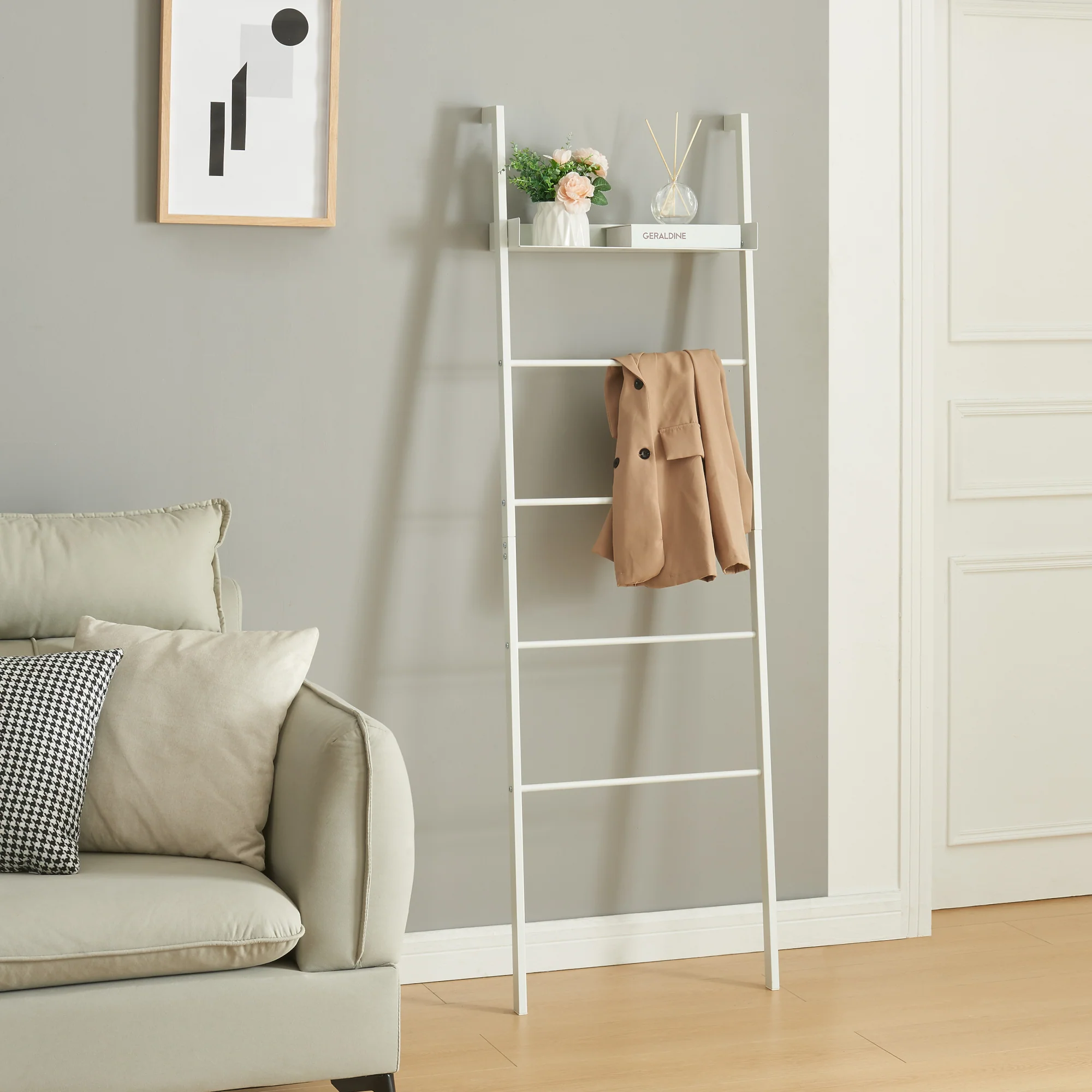 Kledingrek Øksnes ladderplank 160x50x27,5 cm [en.casa]