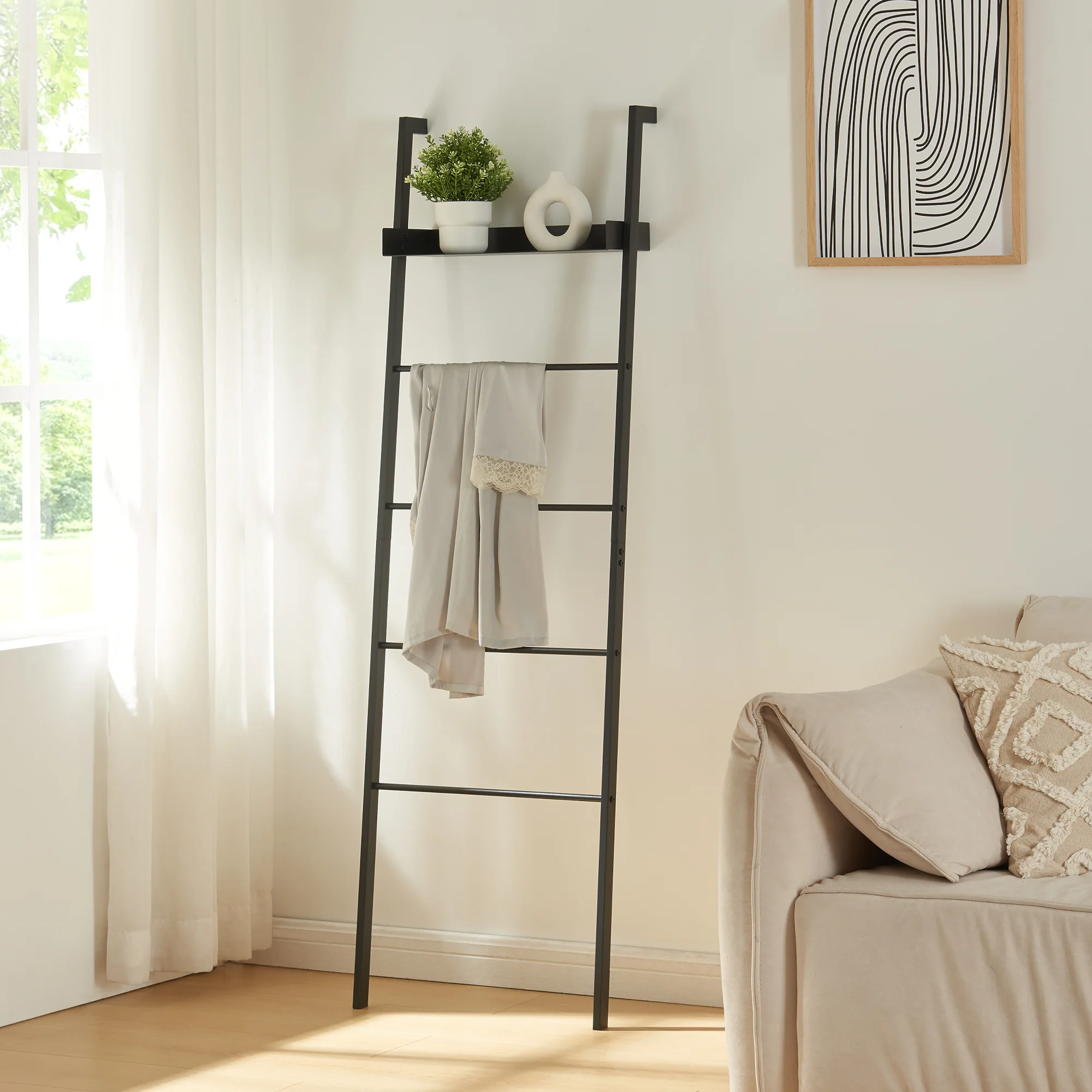 Kledingrek Øksnes ladderplank 160x50x27,5 cm [en.casa] - Image 2