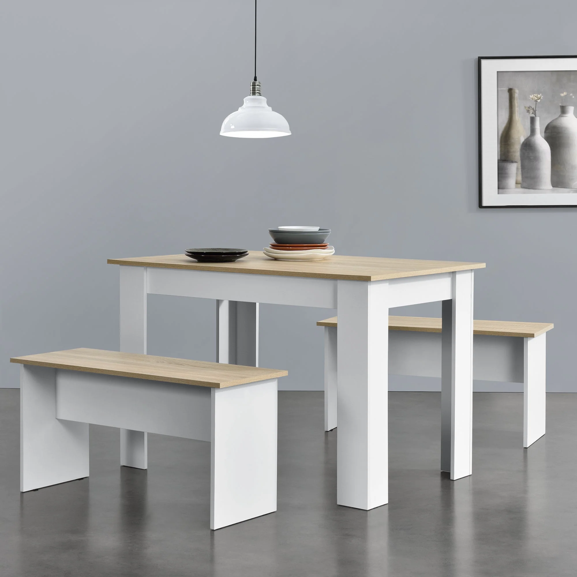Eethoek set tafel 110x70x73 en banken 86,5x33x43,5 cm - 4 kleuren - Image 9