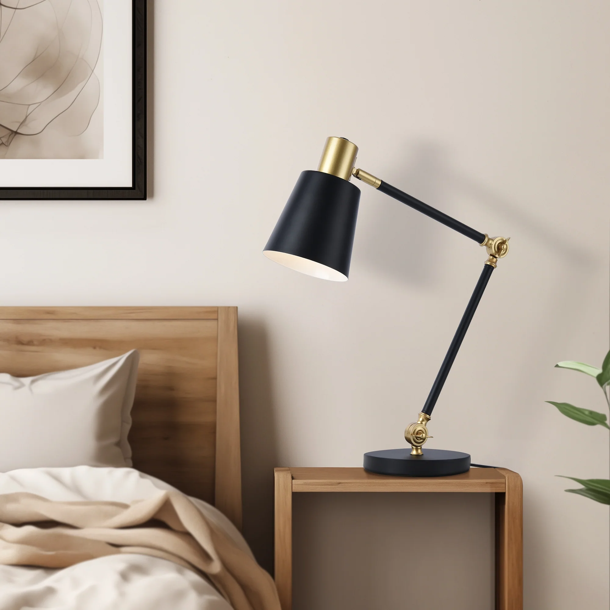 lux.pro Tafellamp Abergele bureaulamp 68 cm E27 zwart en goudkleurig