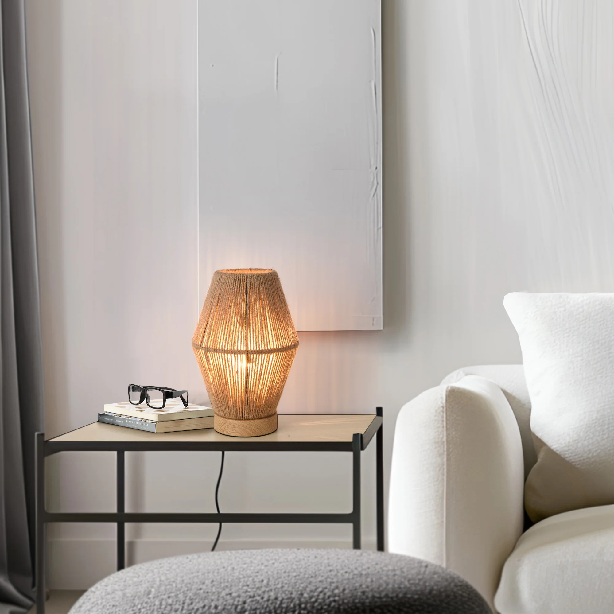 Tafellamp Arundel bureaulamp 25x16x16 cm E27 houtkleurig en naturel lux.pro