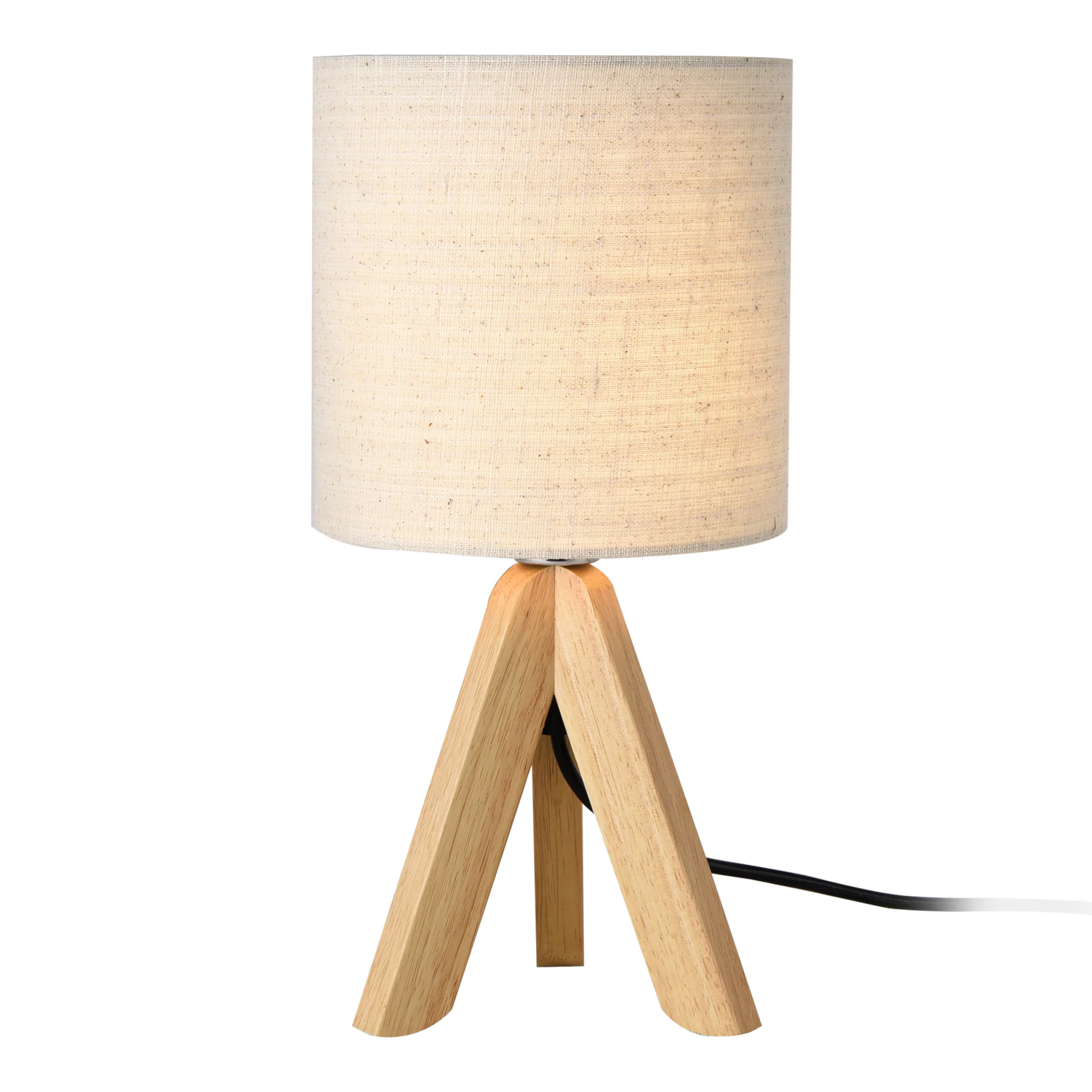 Tafellamp Koblenz tripod lamp 37,5xØ18 cm beige en hout E14
