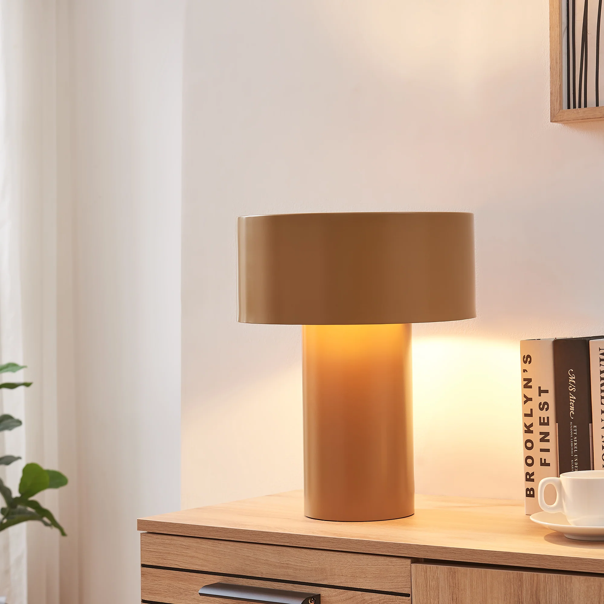 Tafellamp Kömn 37xØ30 cm E27 bruin lux.pro