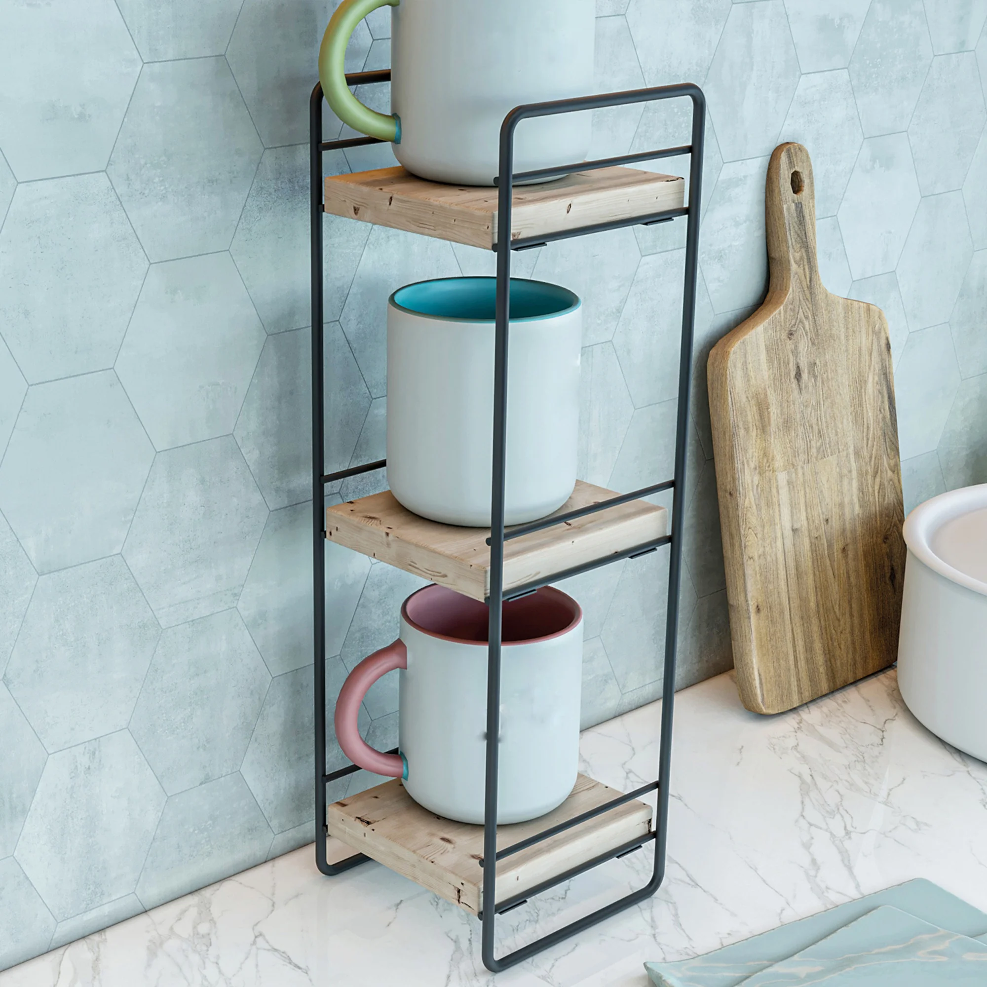 [en.casa] Badkamer organizer Pargas zwart en naturel - 3 varianten