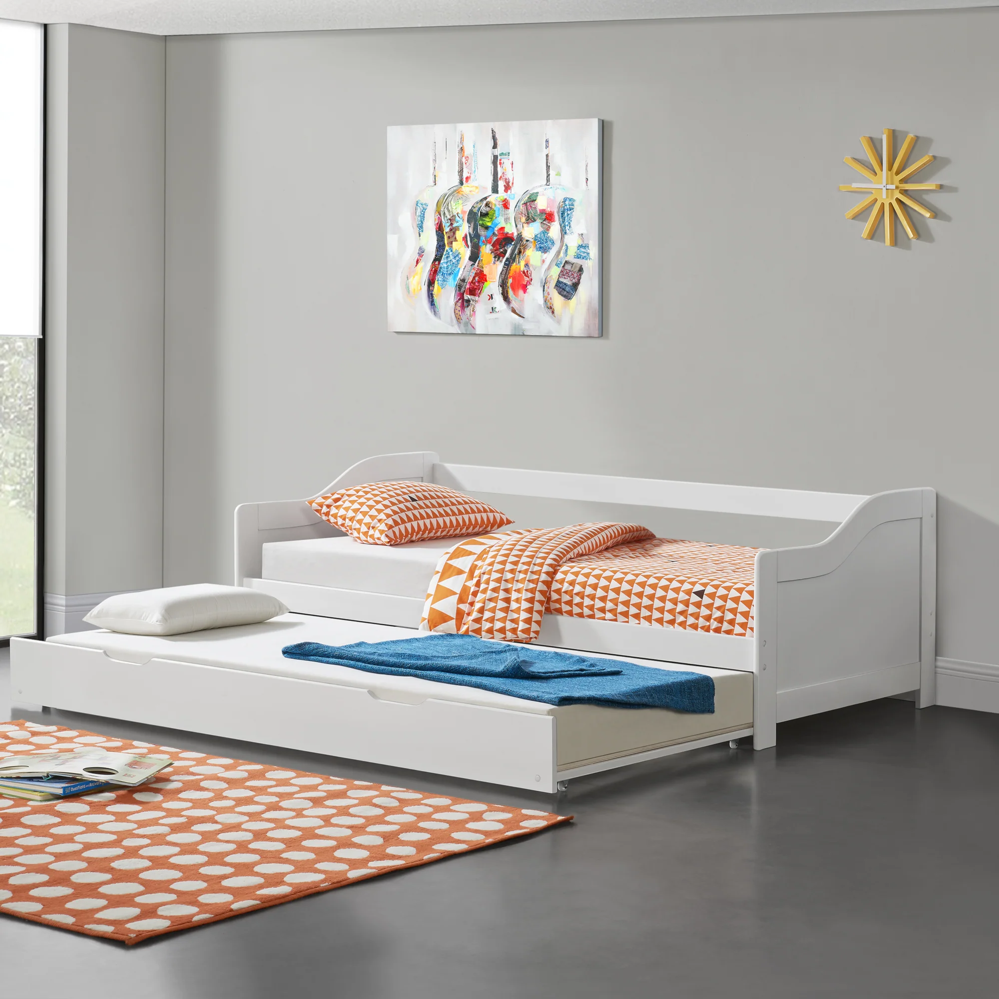 Bedbank tienerbed met onderschuifbed en bedbodem - verschillende kleuren - Image 3