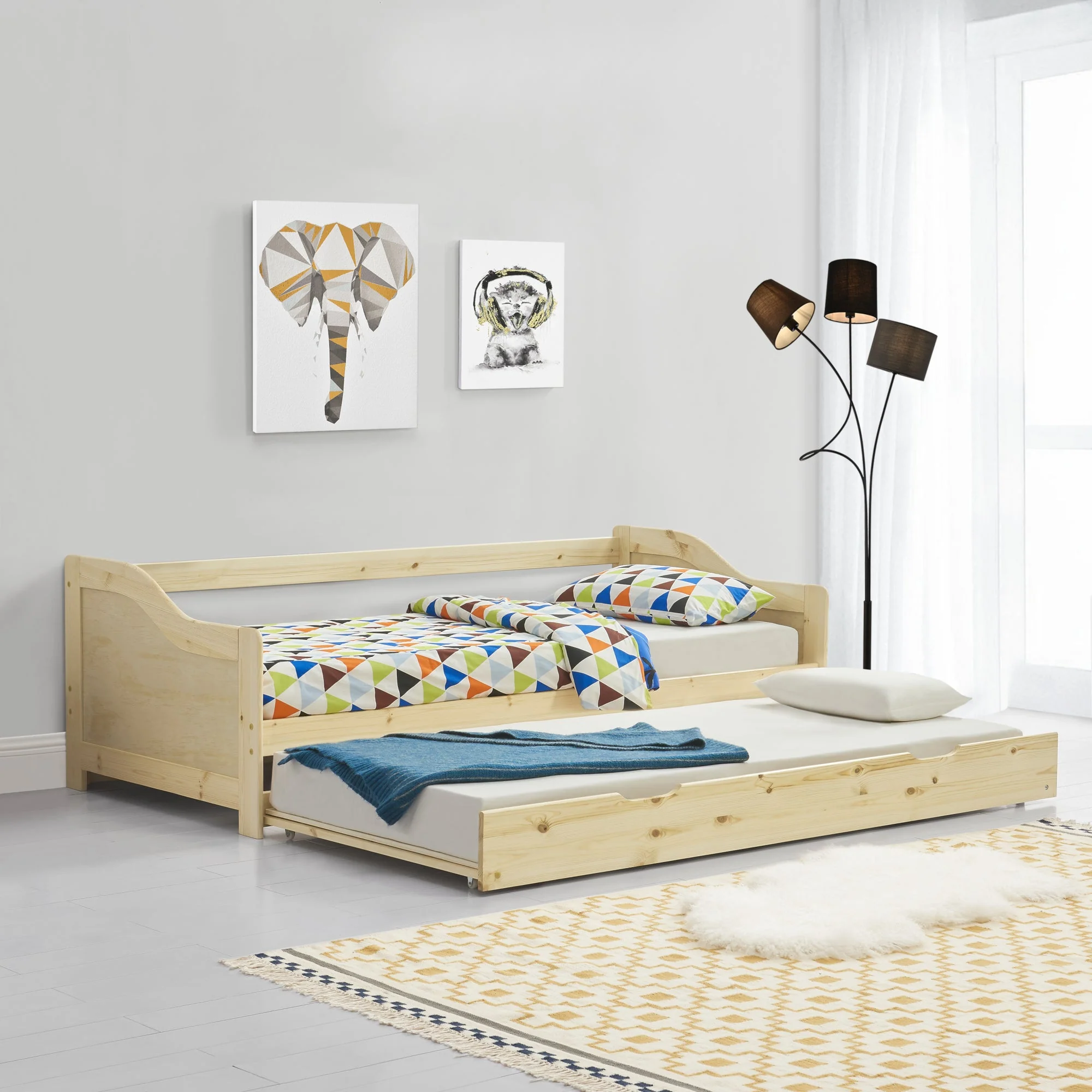 Bedbank tienerbed met onderschuifbed en bedbodem - verschillende kleuren - Image 5