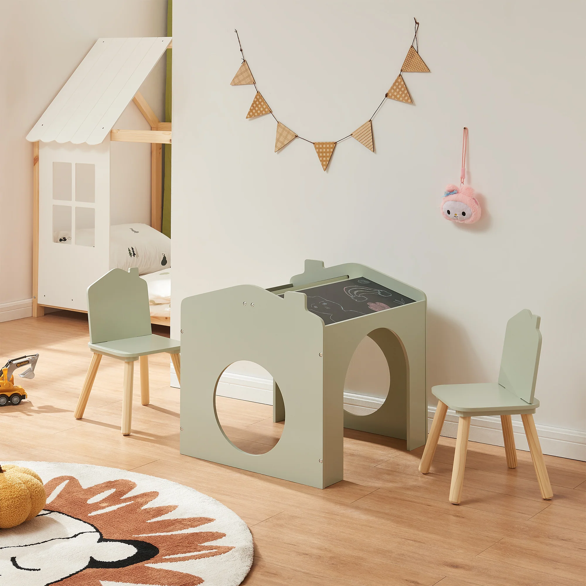 Kindertafelset Romso zitgroep met 2 stoelen huisdesign [en.casa] - Image 2