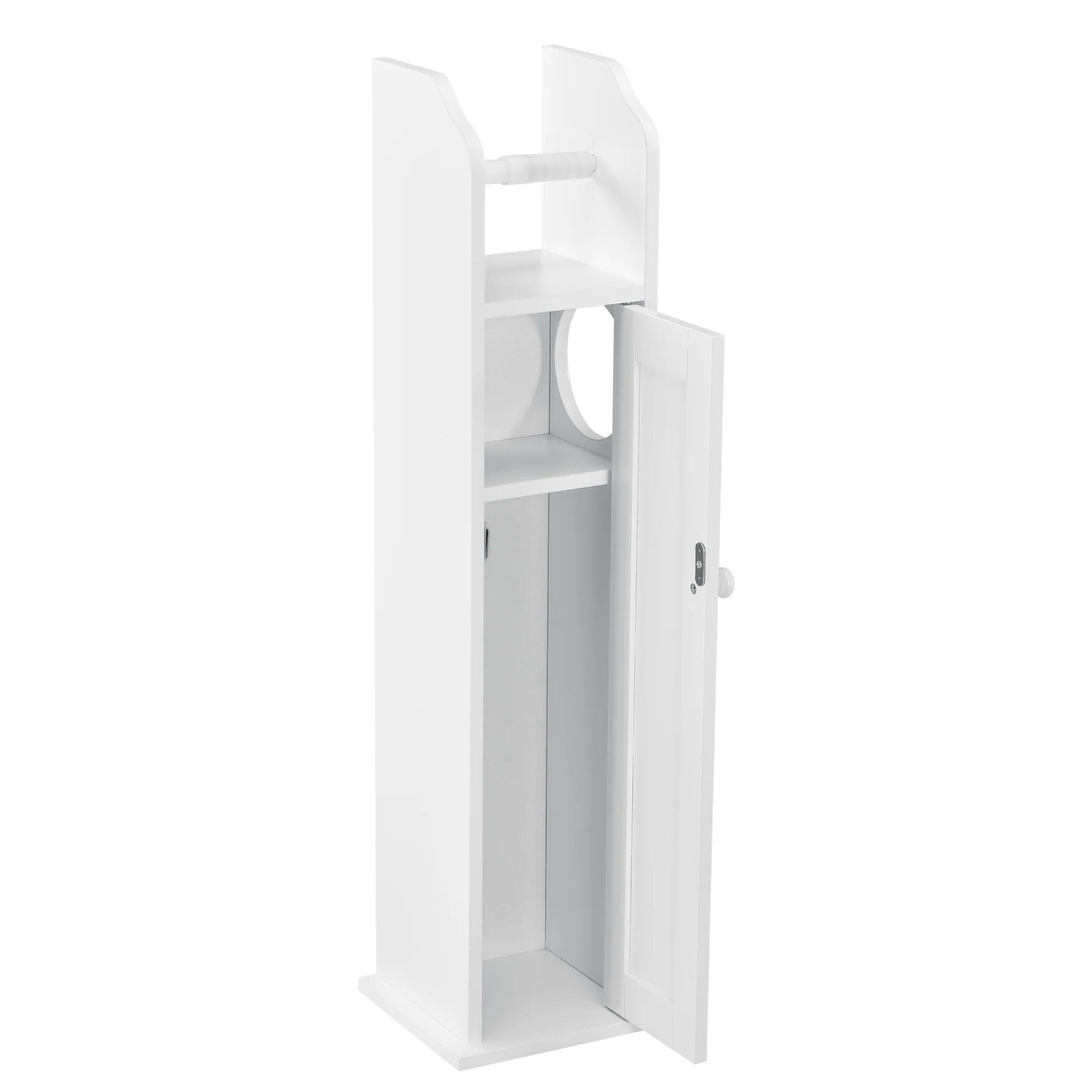 Toiletrol houder badkamerkast toiletkast MDF 78x20x18 cm wit