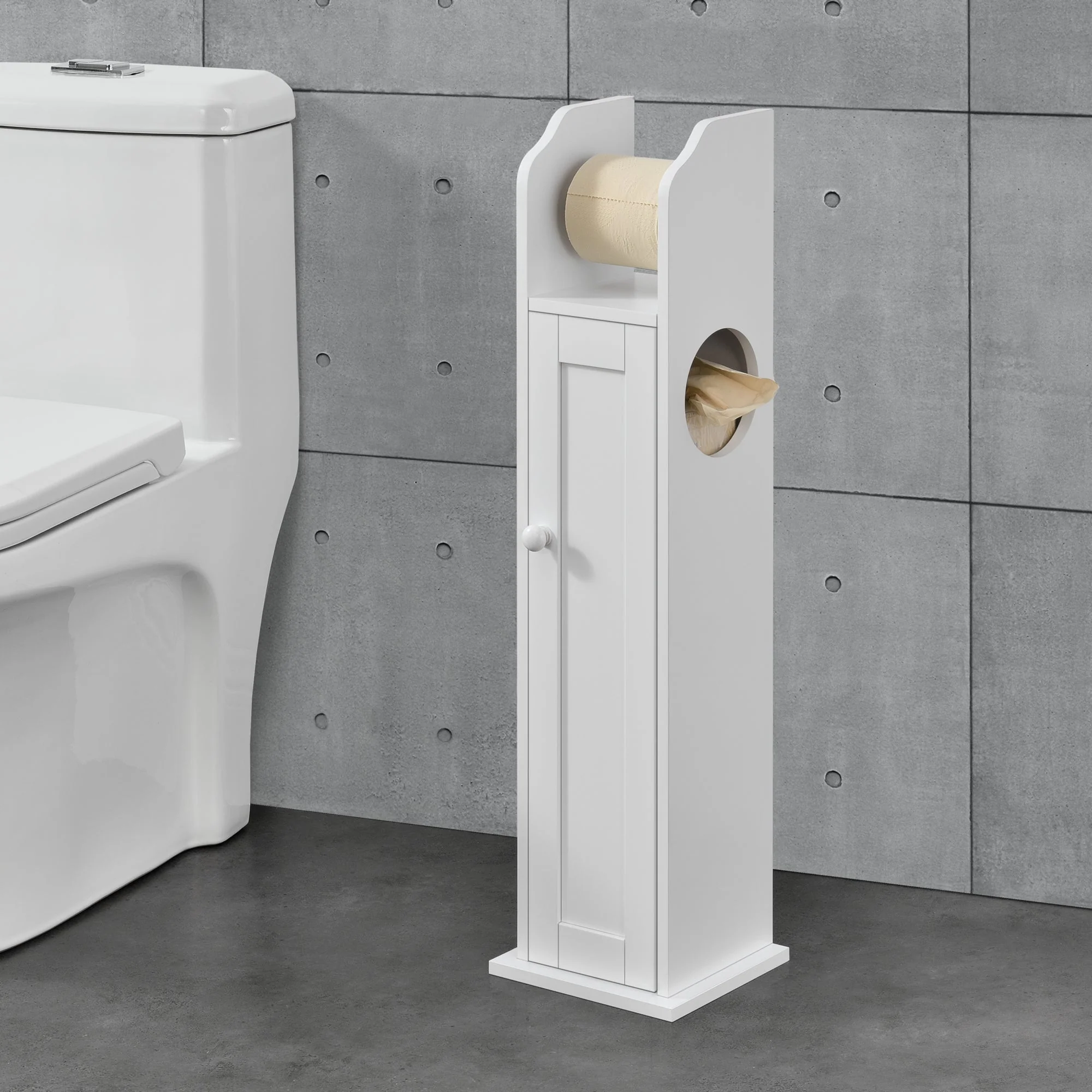 Toiletrol houder badkamerkast toiletkast MDF 78x20x18 cm wit - Image 2