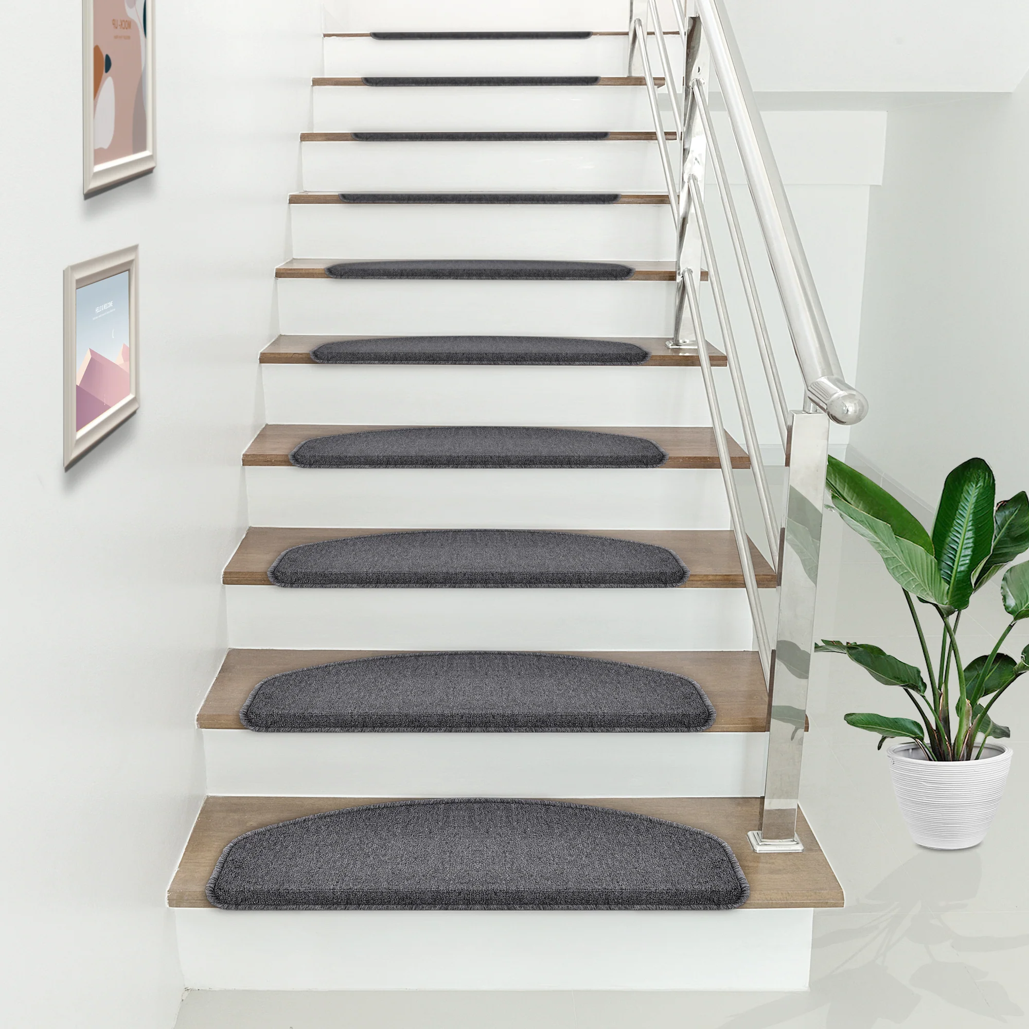 Trapmat set afgerond zelfklevend 15 stuks - 4 varianten