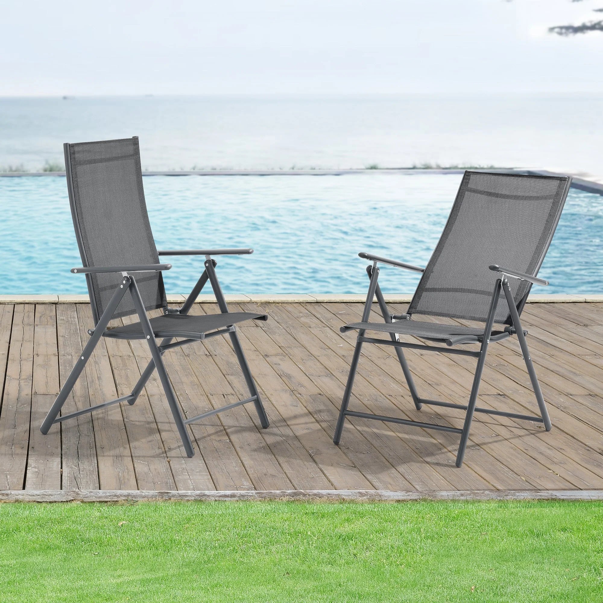 Tuinstoel Kalamata set van 2 opvouwbaar 105x57x68 cm [en.casa] - Image 4