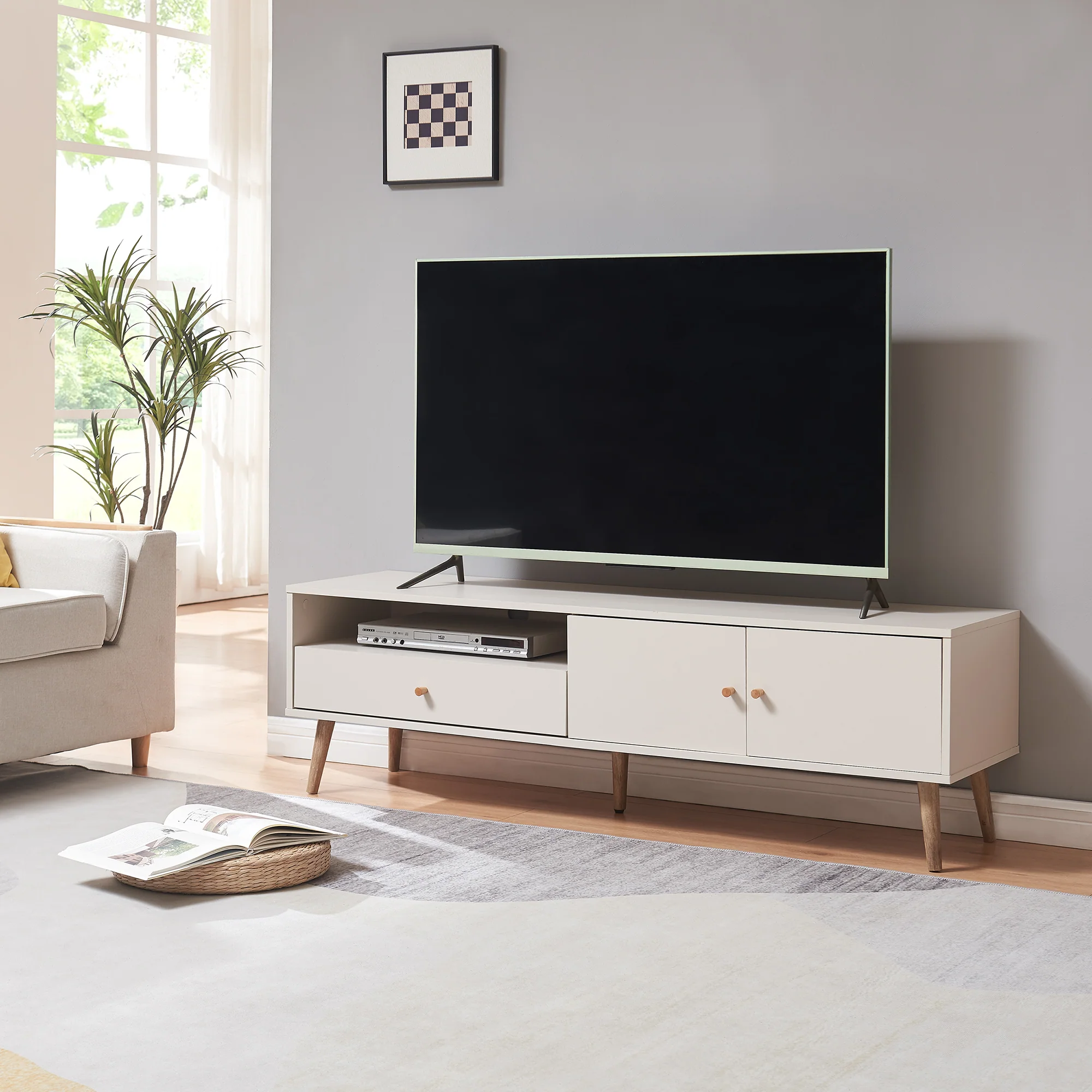 Tv-meubel Hallevil 150x39x45 cm wit [en.casa]