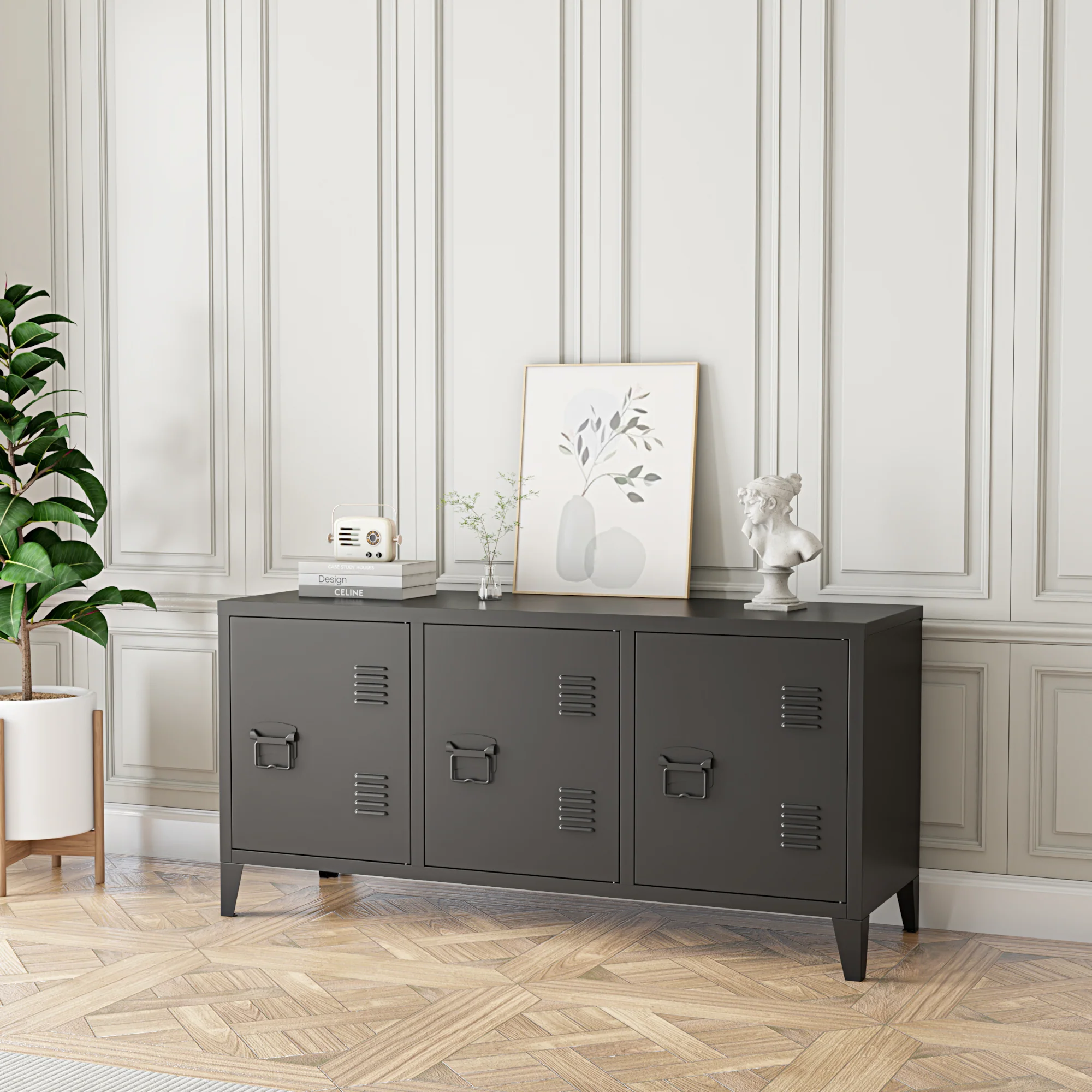 TV meubel Kotka 113x40x58 cm staal [en.casa]