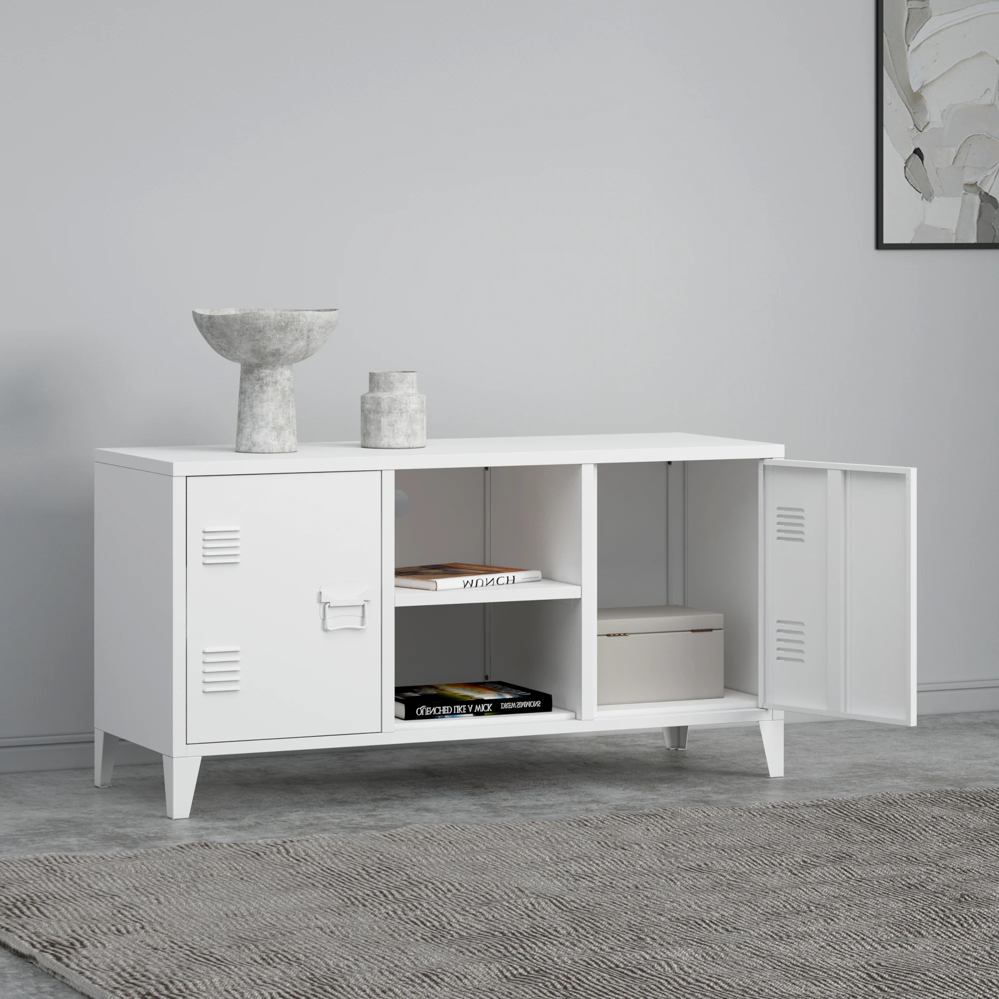TV meubel Kotka 113x40x58 cm staal [en.casa] - Image 2