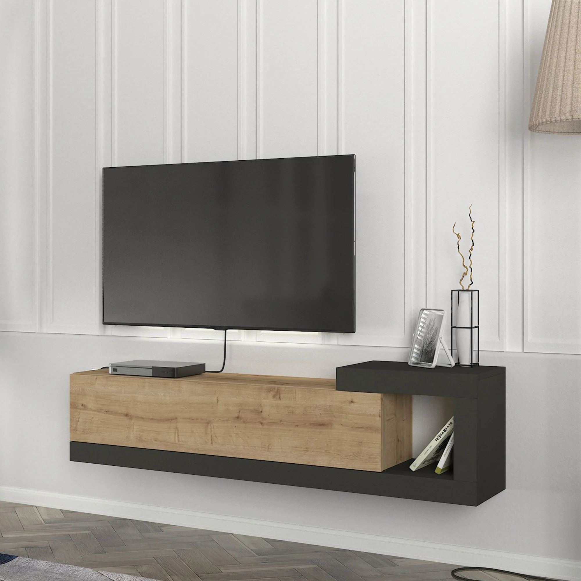 [en.casa] Tv meubel Luhanka zwevend 150x29,5x38,5 cm - 2 varianten - Image 3