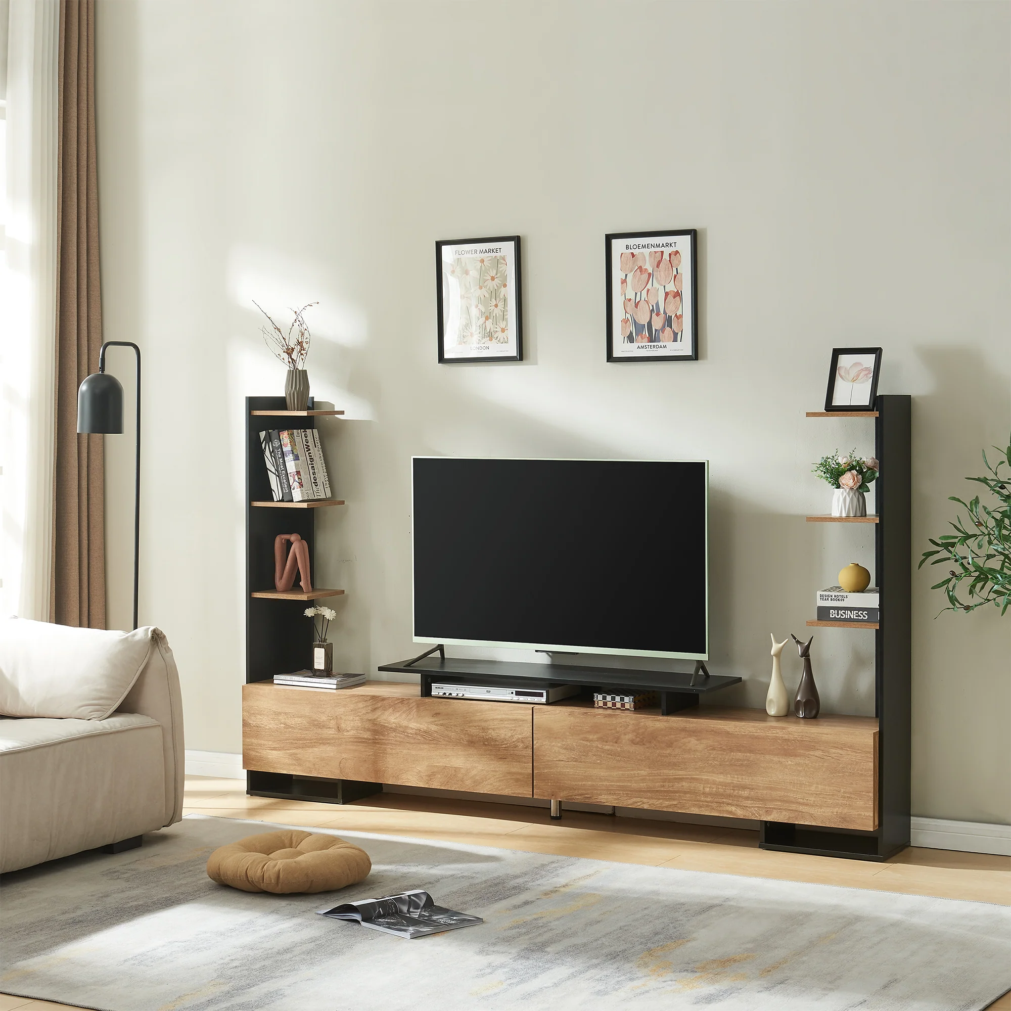 Tv-meubel Rauki tv-kast met zijrekken 233x31x140 cm [en.casa] - Image 3