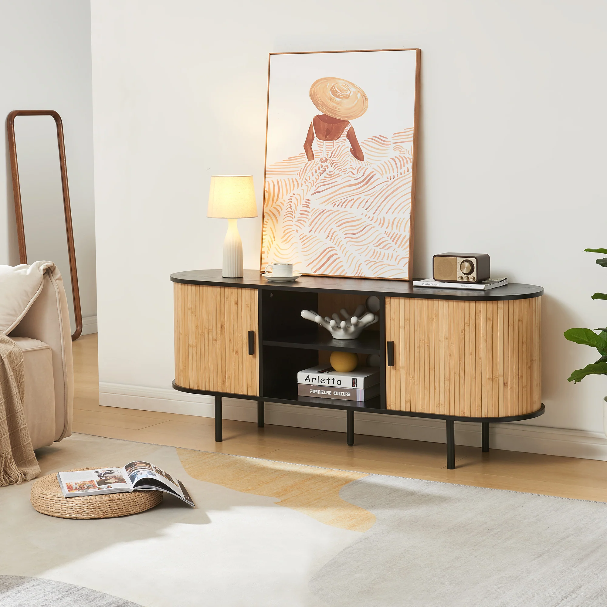 Tv meubel Tvedestrand 140x40x55 cm [en.casa] - Image 2